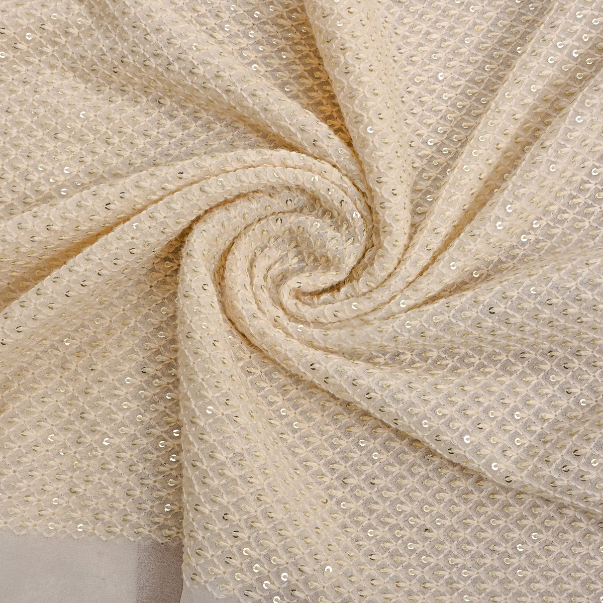 Cream Georgette With Floral Thread Work