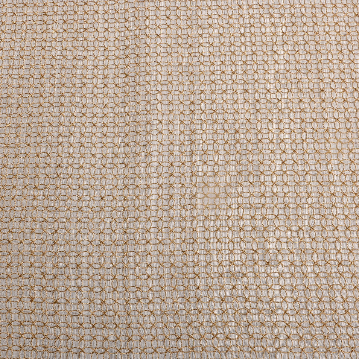 White Gold Geometric Weave Raw Silk Fabric