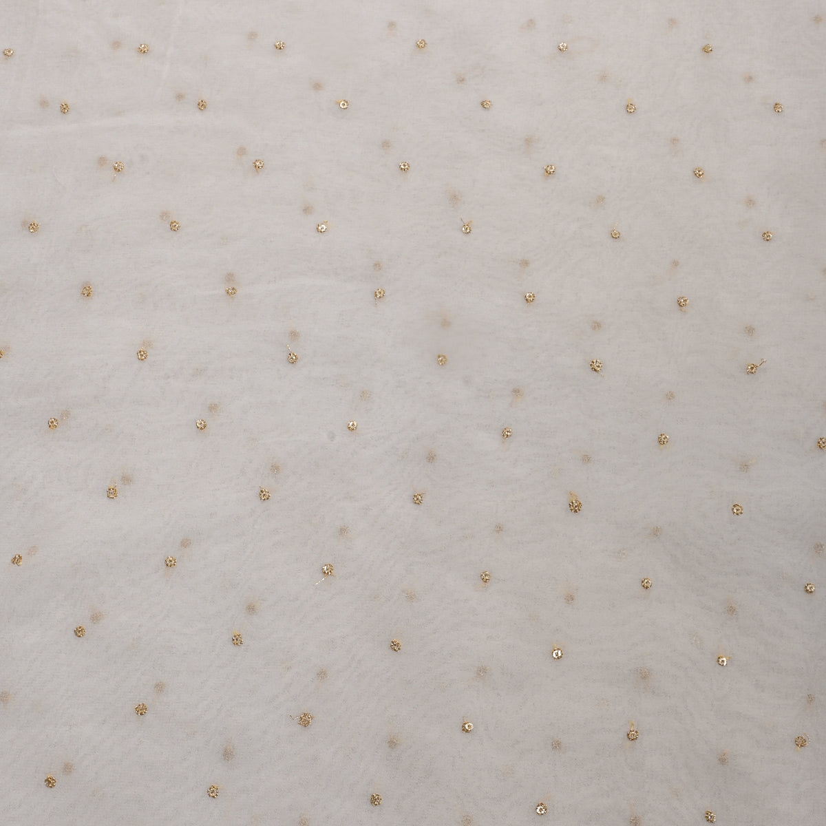 Pearl White Gold Zari Butti Georgette Fabric