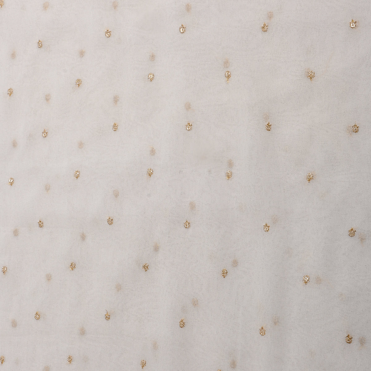 Ivory White Gold Butti Georgette Fabric