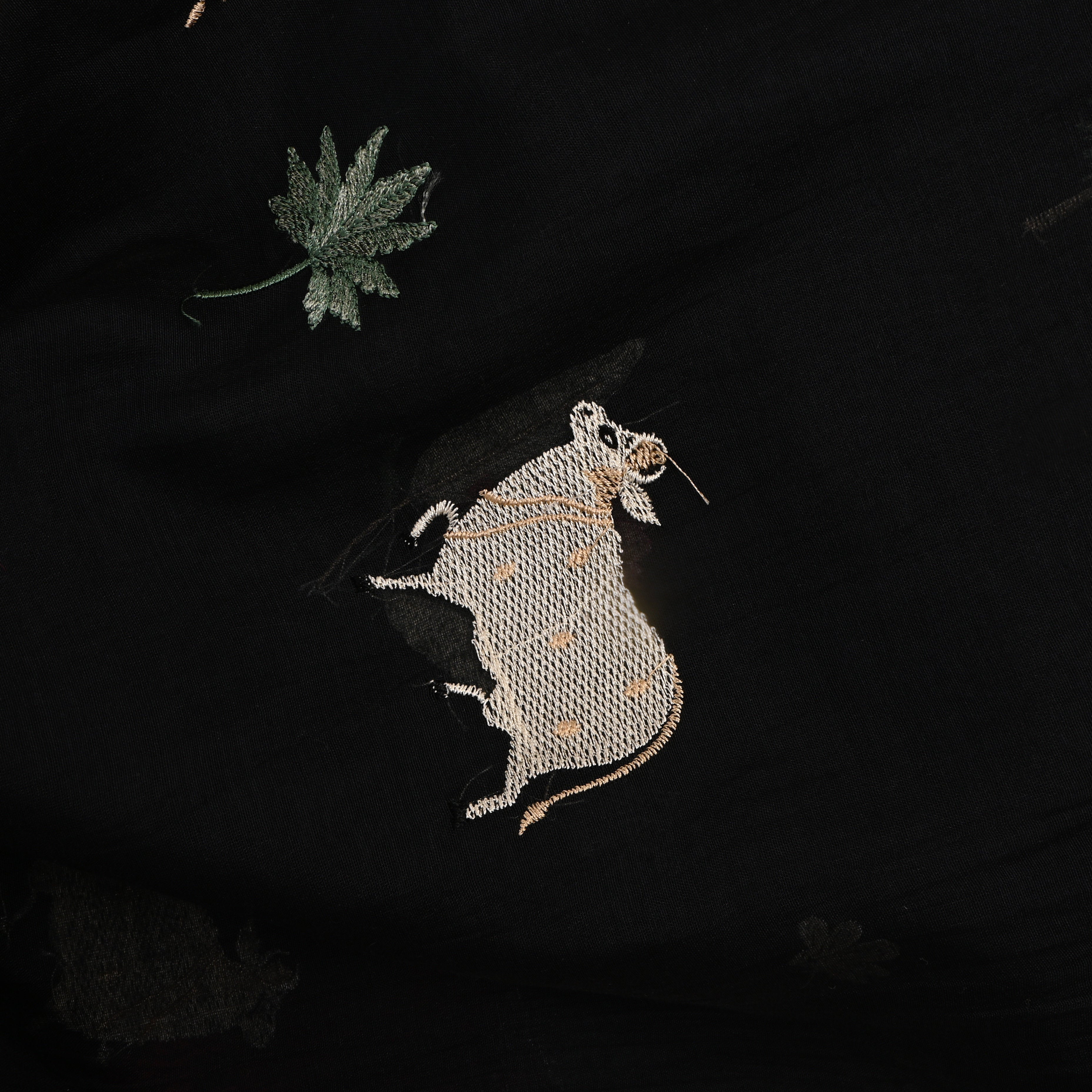 Black Embroidered Chanderi Fabric
