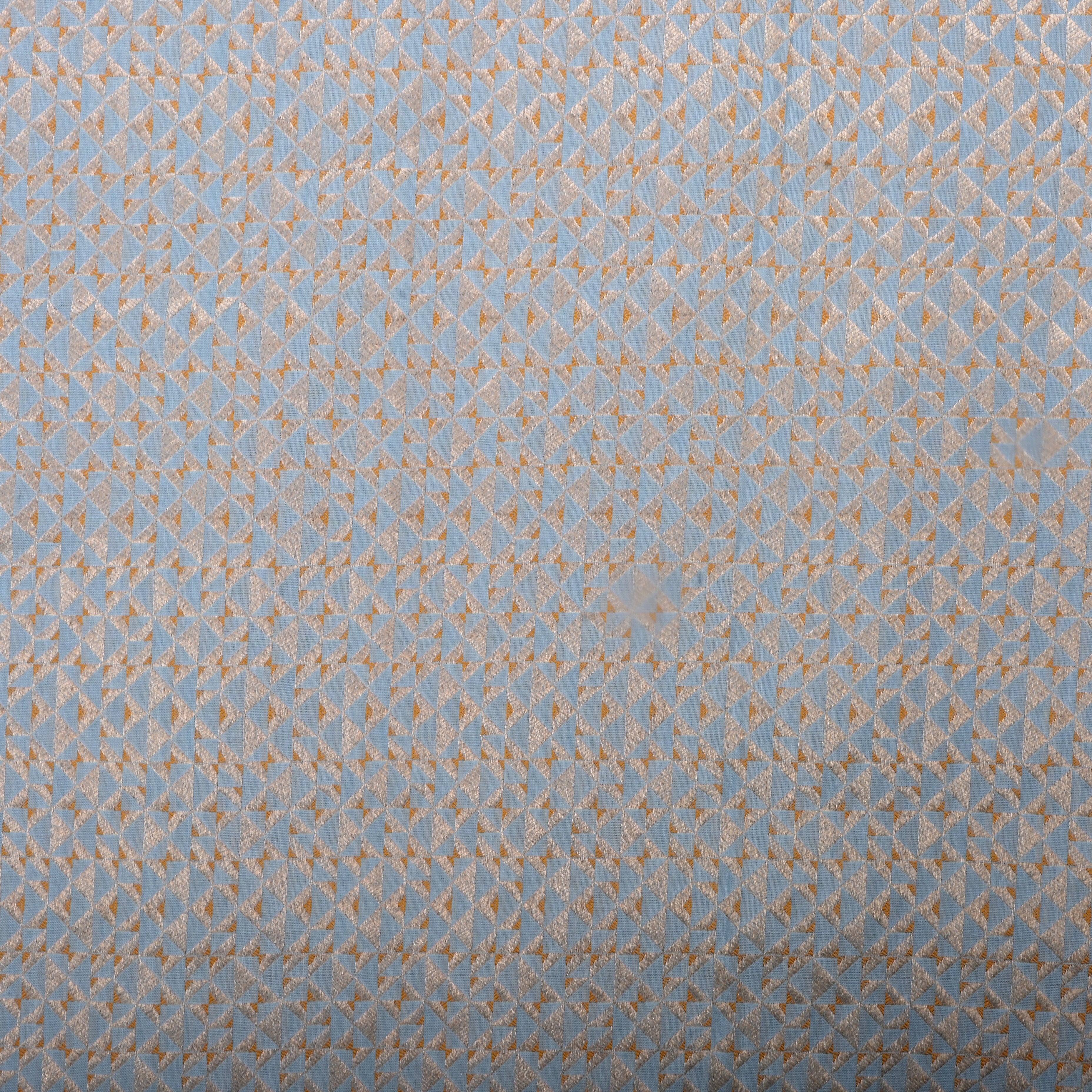 Rock Blue Jamawar Silk Fabric With Brocade Design