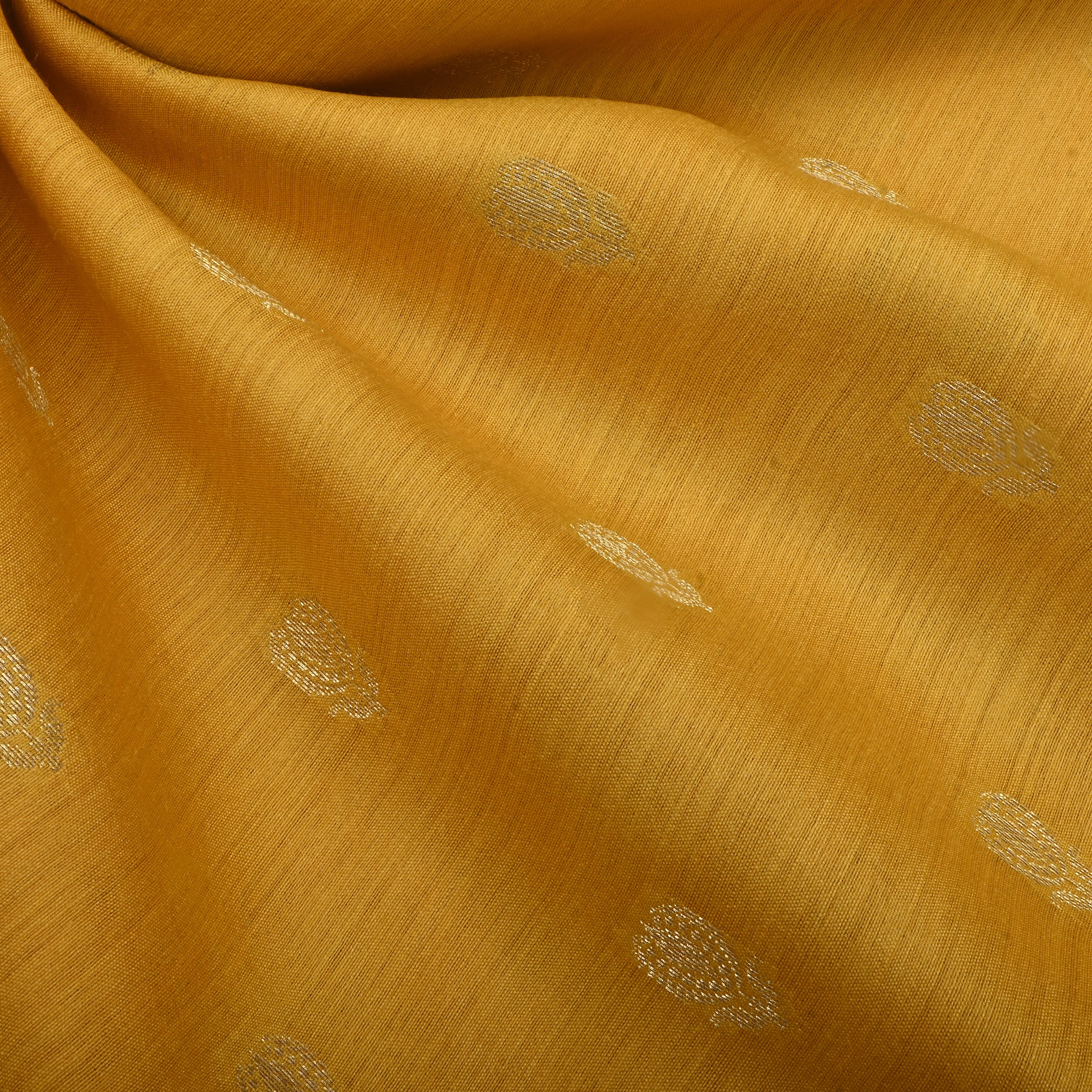 Satin Sheen Gold Jamawar Moonga Fabric With Butti'S