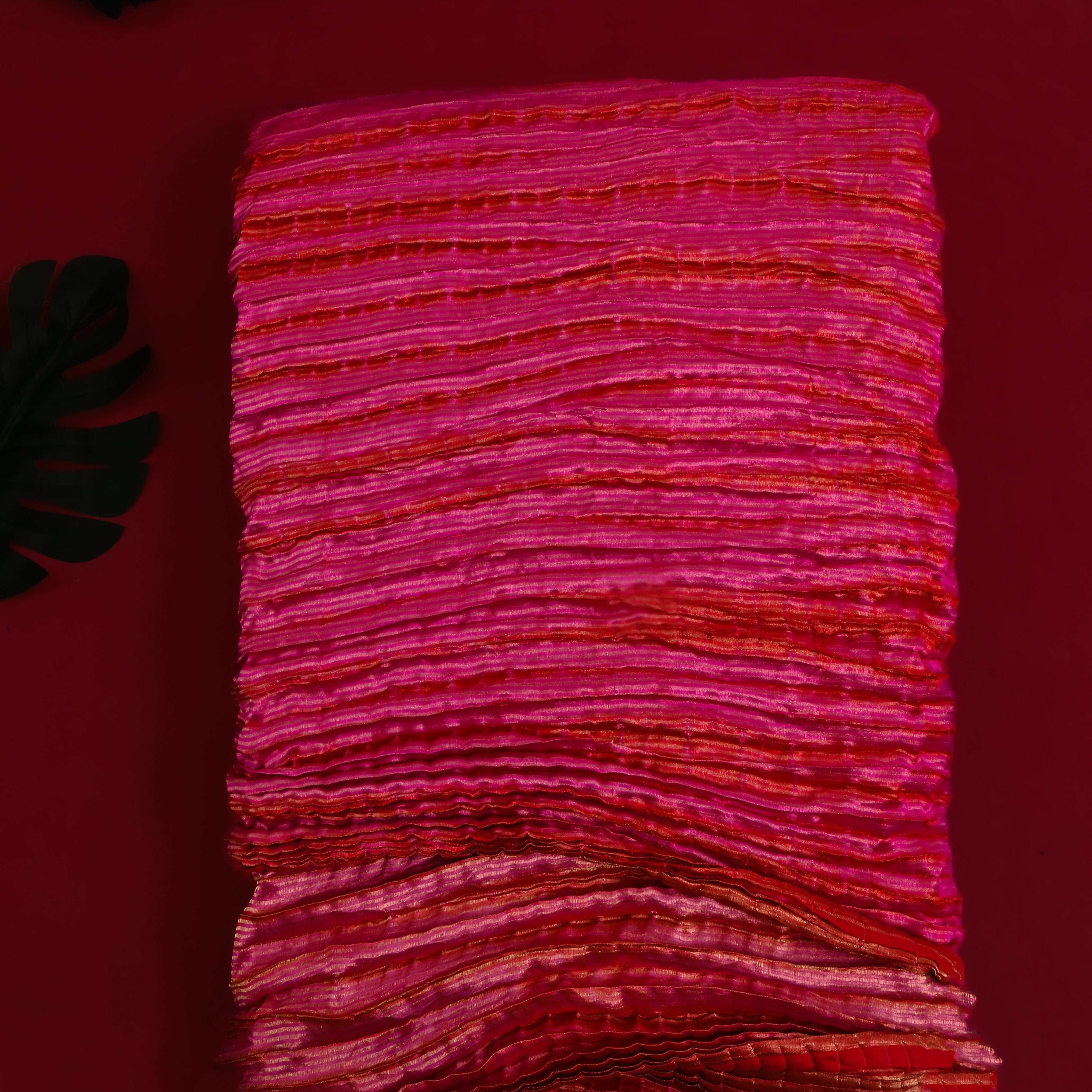 Deep Pink Shibori Dye Bandhani Fabric