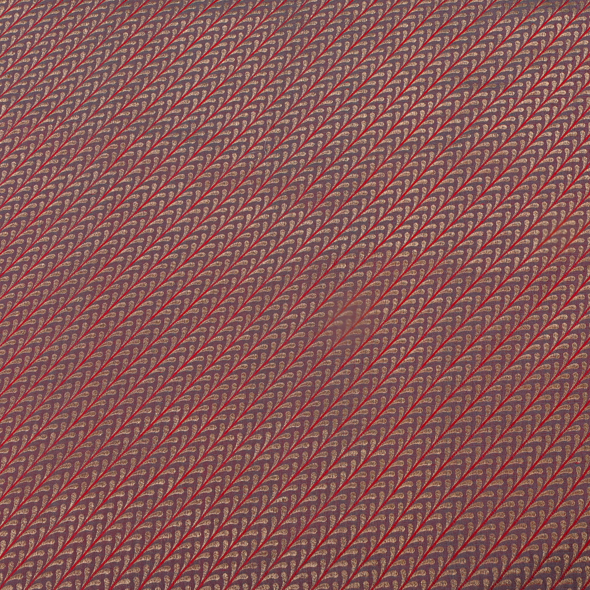 Oxblood Gold Stripe Self Weave Jamawar Silk Fabric