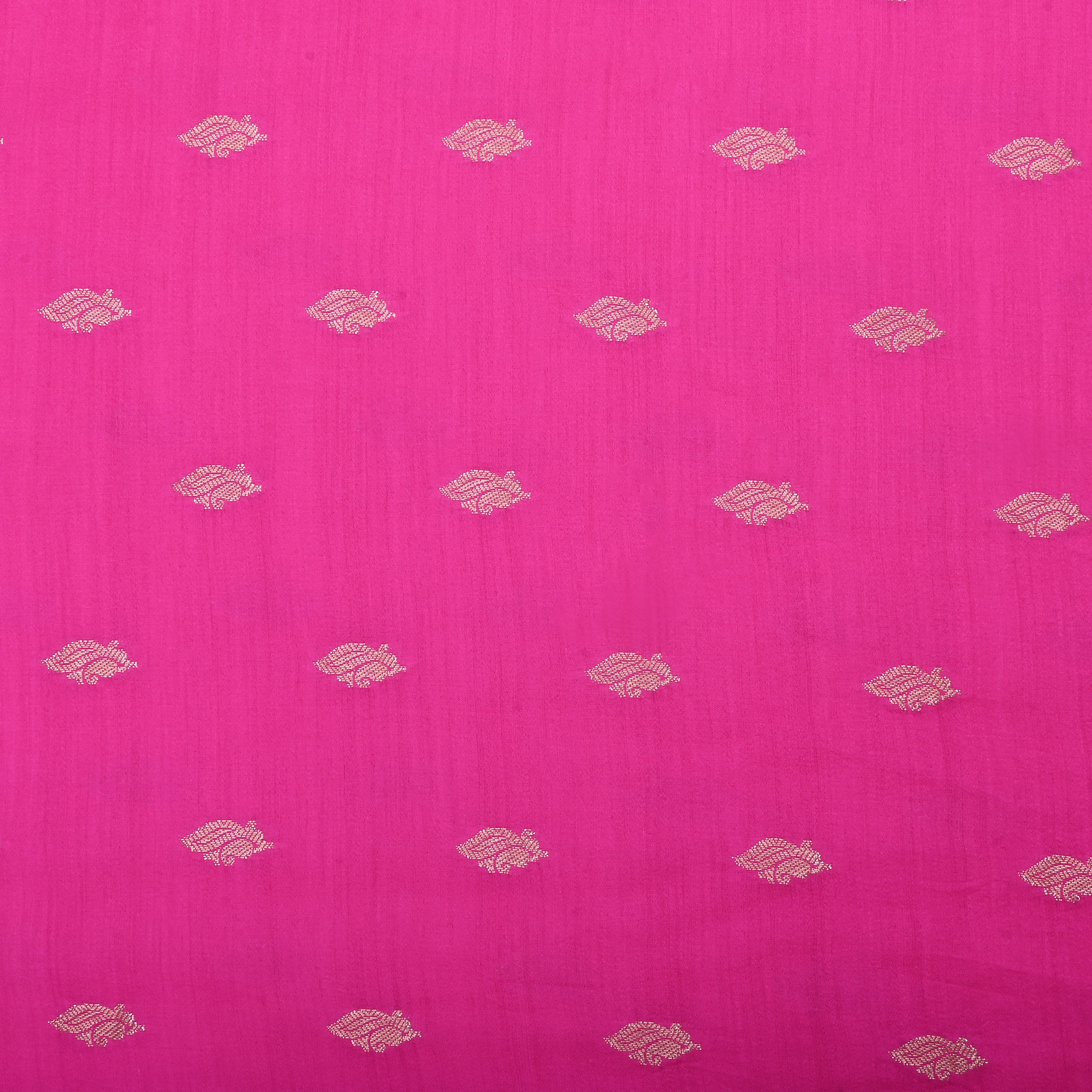 Cerise Pink Jamawar Silk Fabric With Butti'S