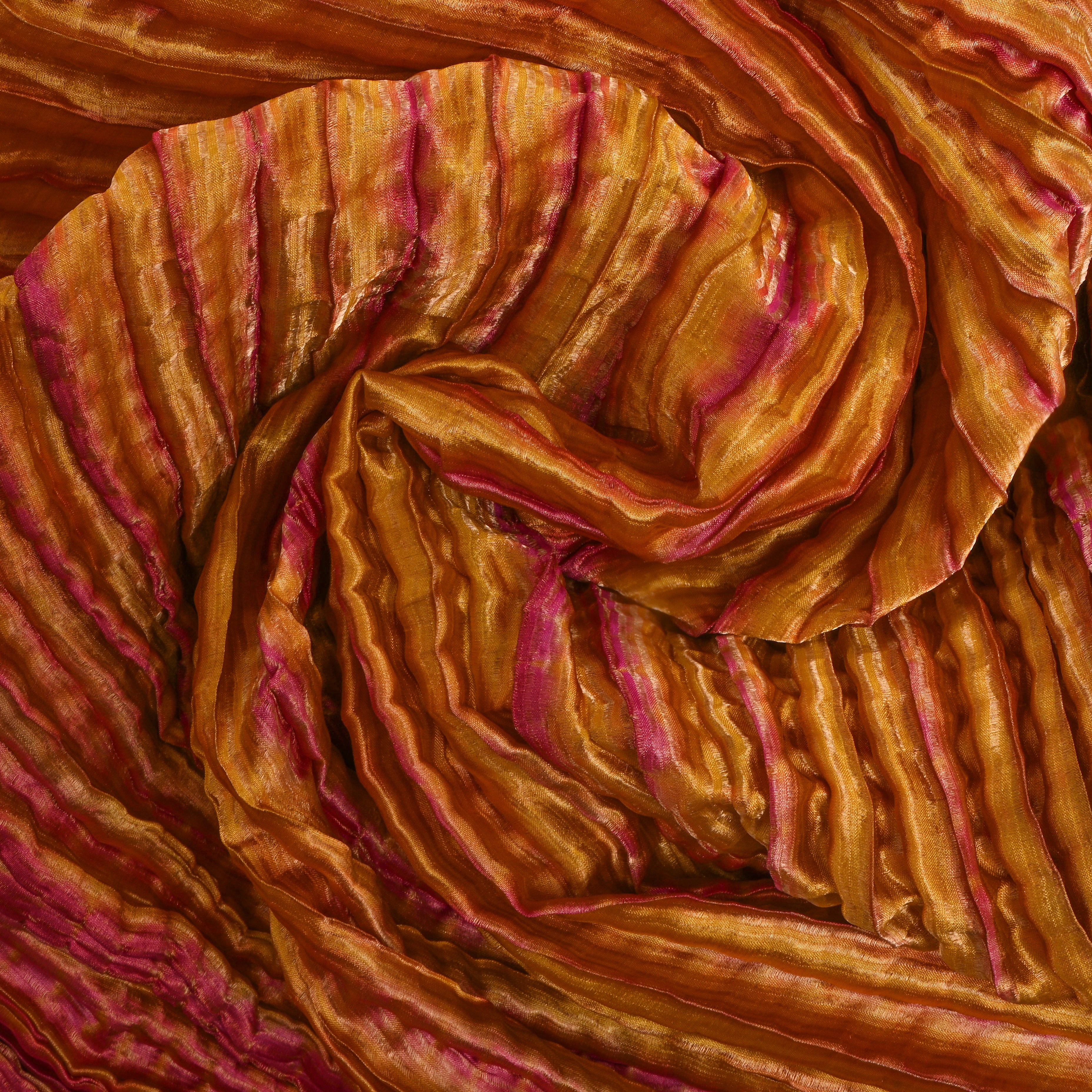 Golden Yellow And Pink Shibori Dye Bandhani Fabric