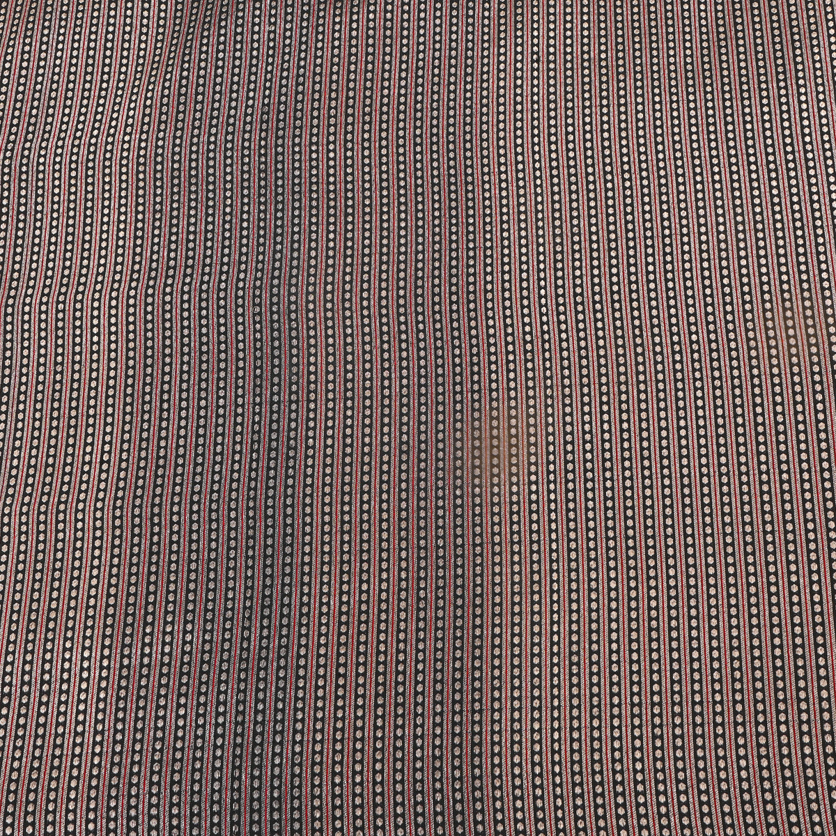 Charcoal Black Gold Metallic Zari Striped Banarasi Silk Fabric