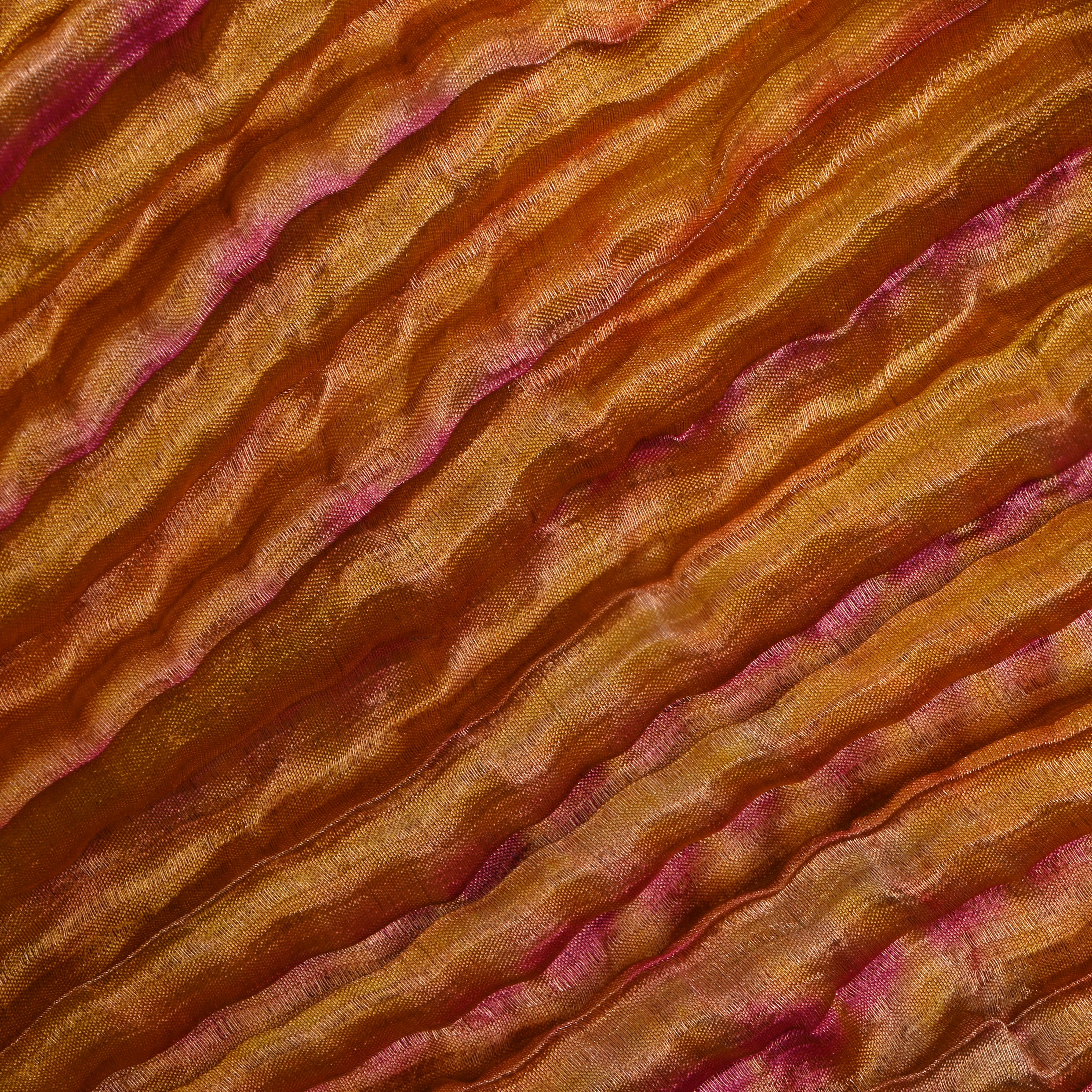 Golden Yellow And Pink Shibori Dye Bandhani Fabric