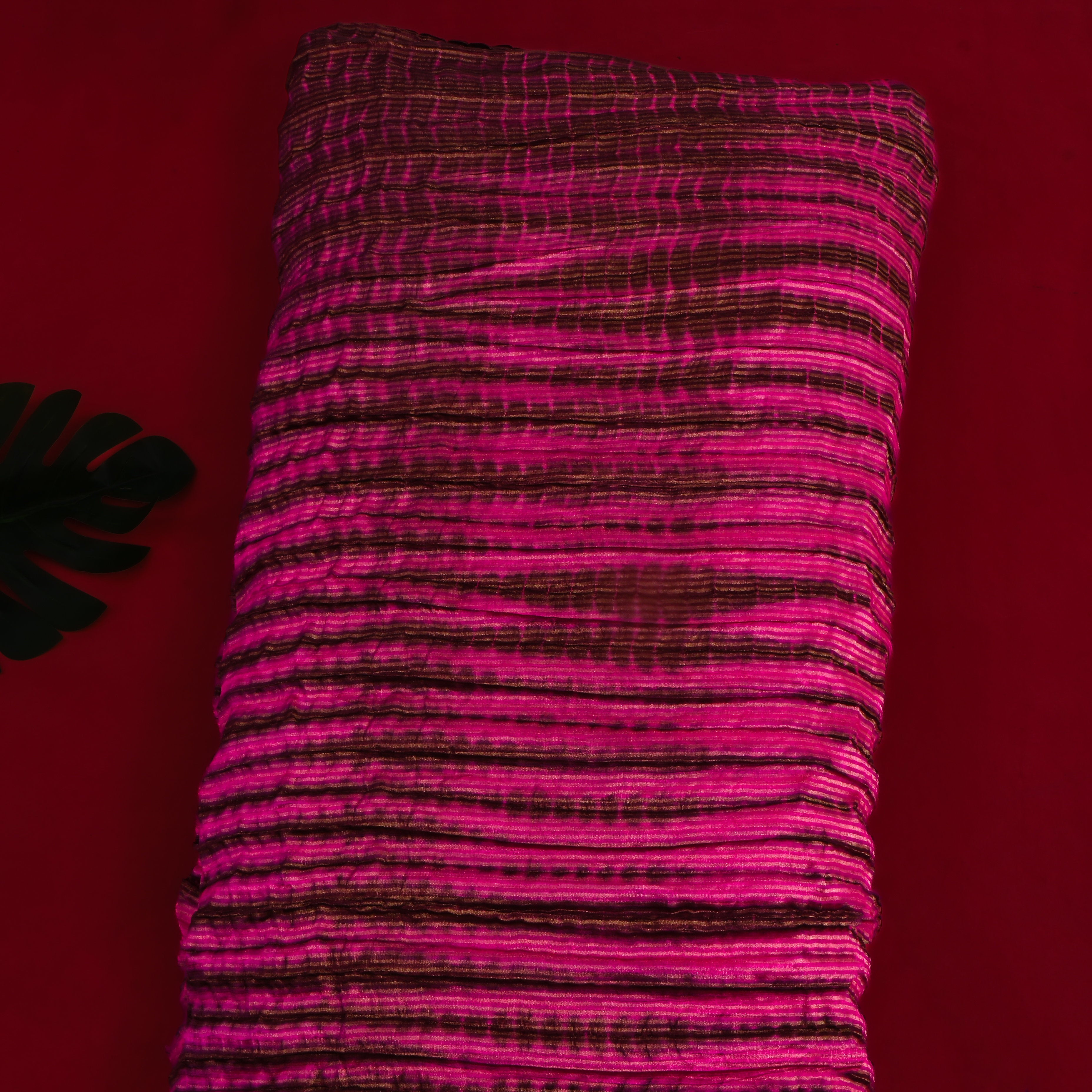 Rich Pink Shibori Dye Bandhani Fabric