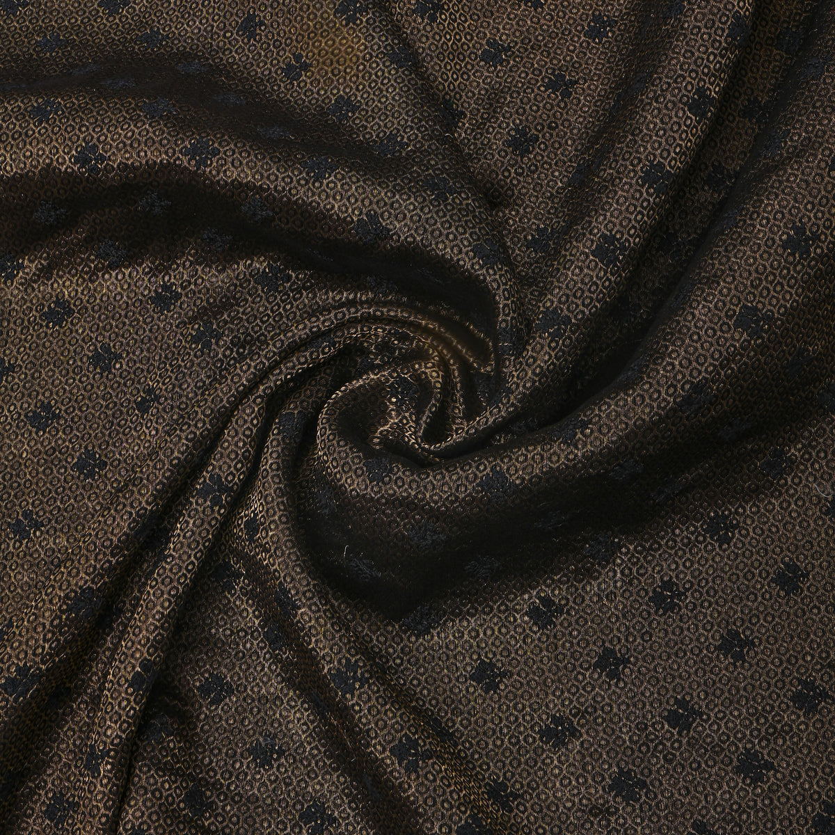 Black Butti Weave Banarasi Silk Fabric
