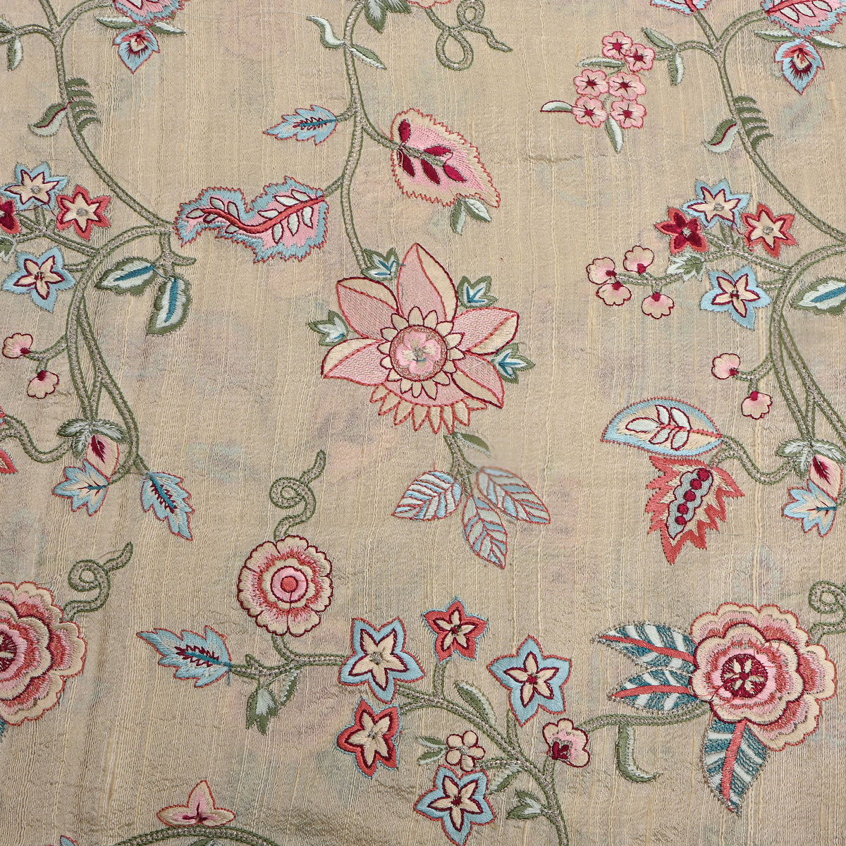 Beige Meenakari Floral Embroidered Raw Silk