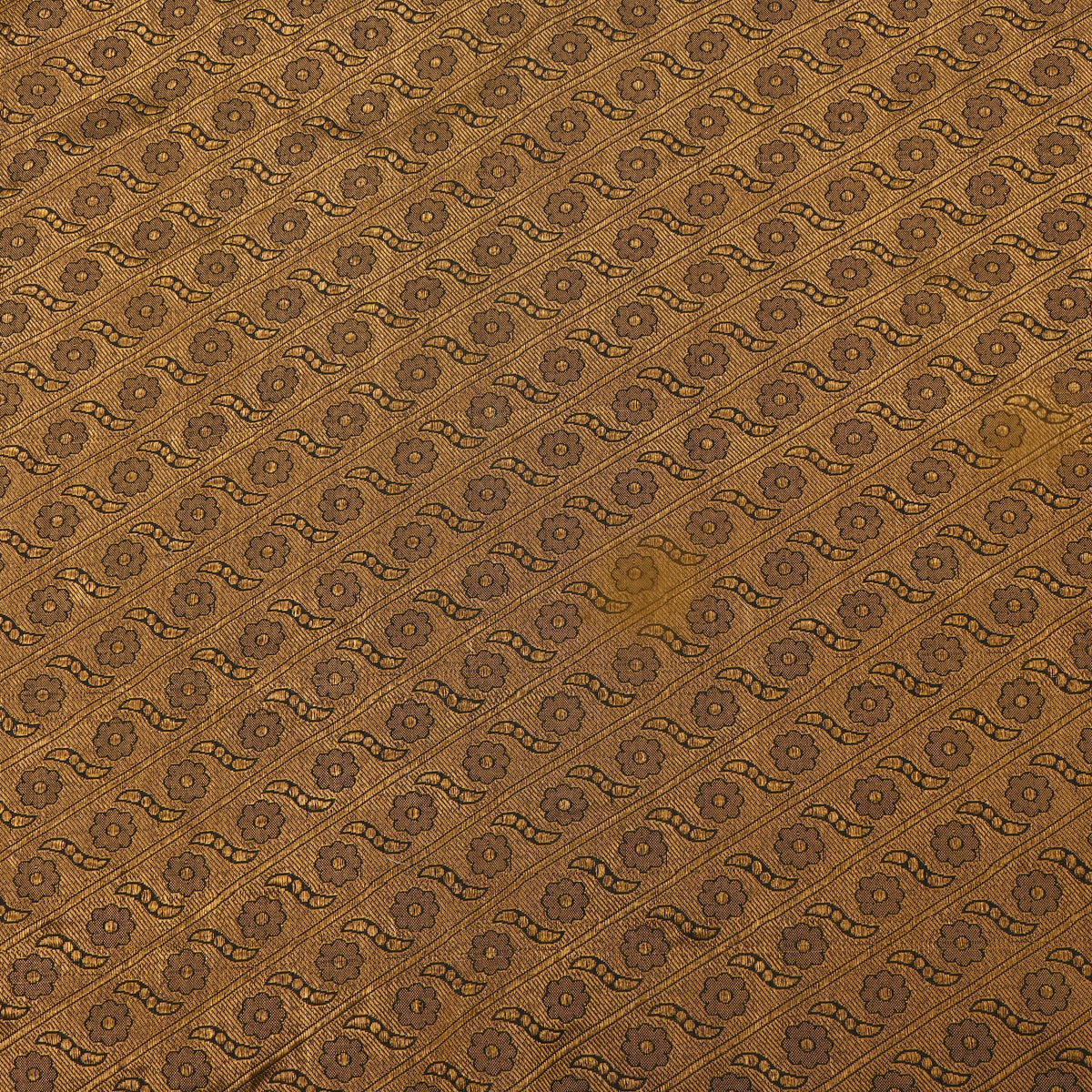 Gold And Black Floral  Banarasi Silk Fabric