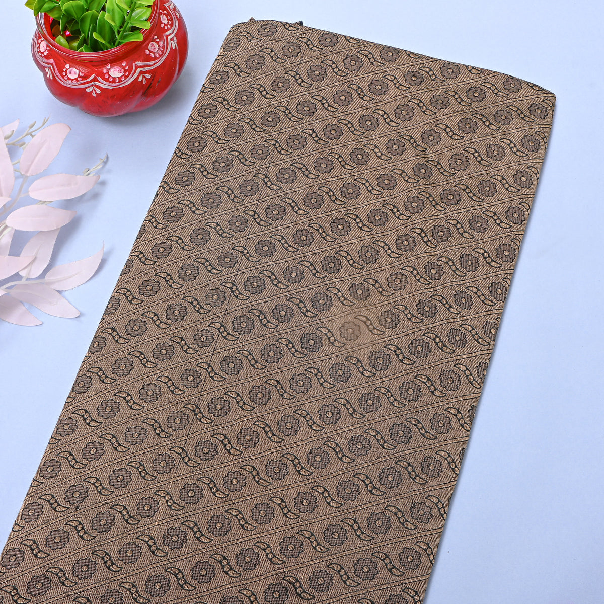 Golden Black Zari Butti Weave  Banarasi Silk Fabric