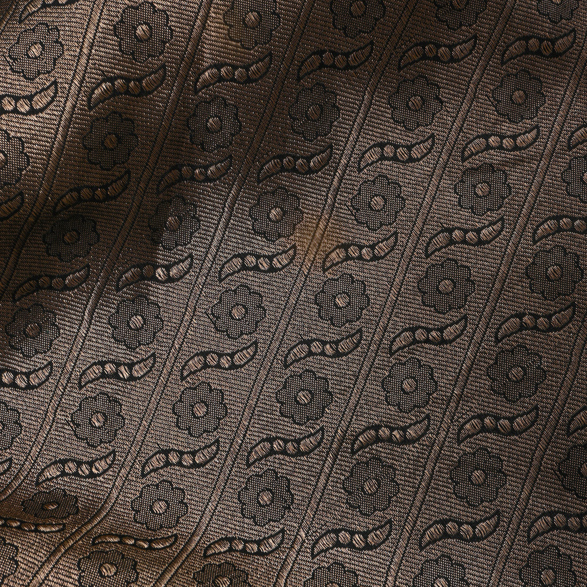 Golden Black Zari Butti Weave  Banarasi Silk Fabric