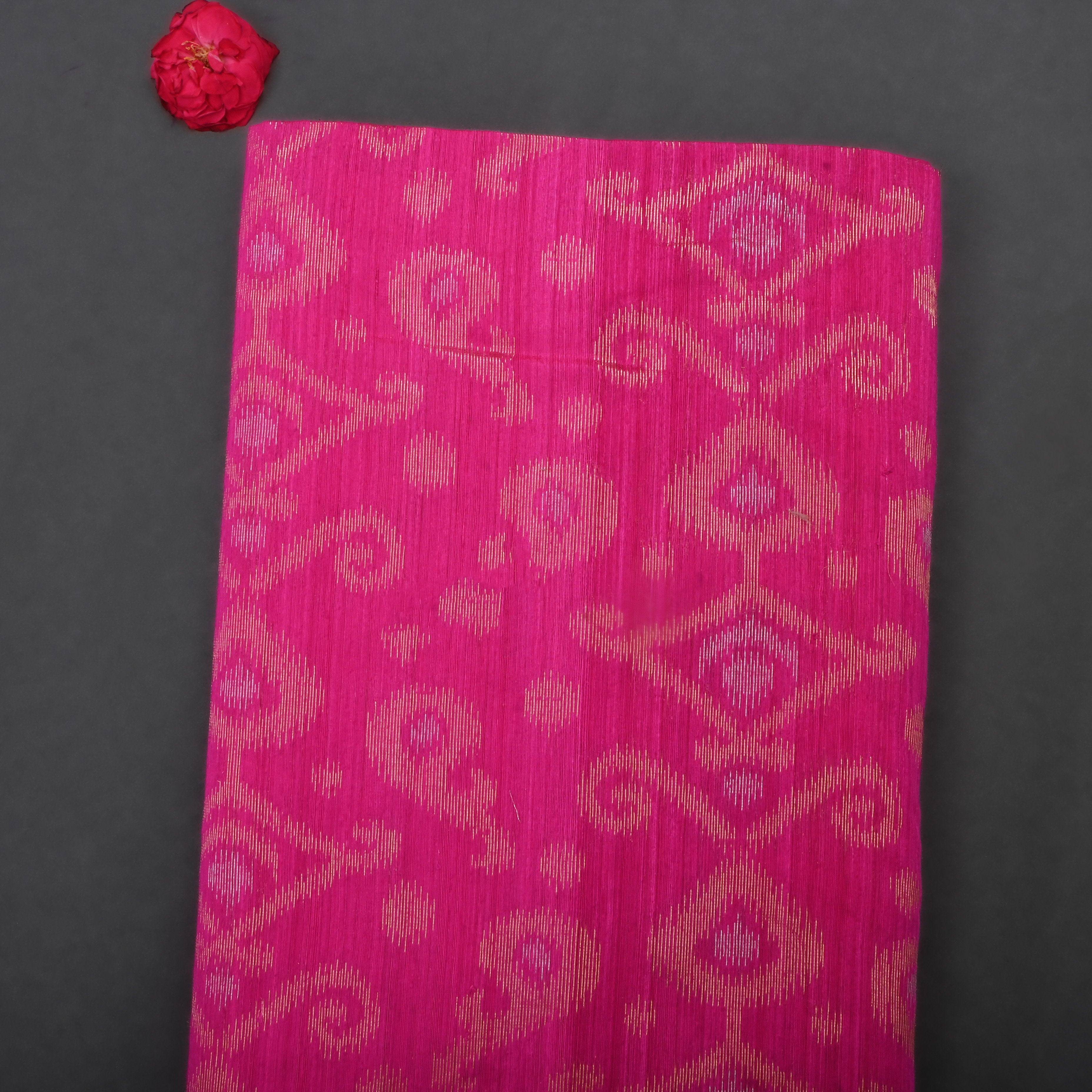 Pink Matka Jamawar Fabric With Woven Patterns
