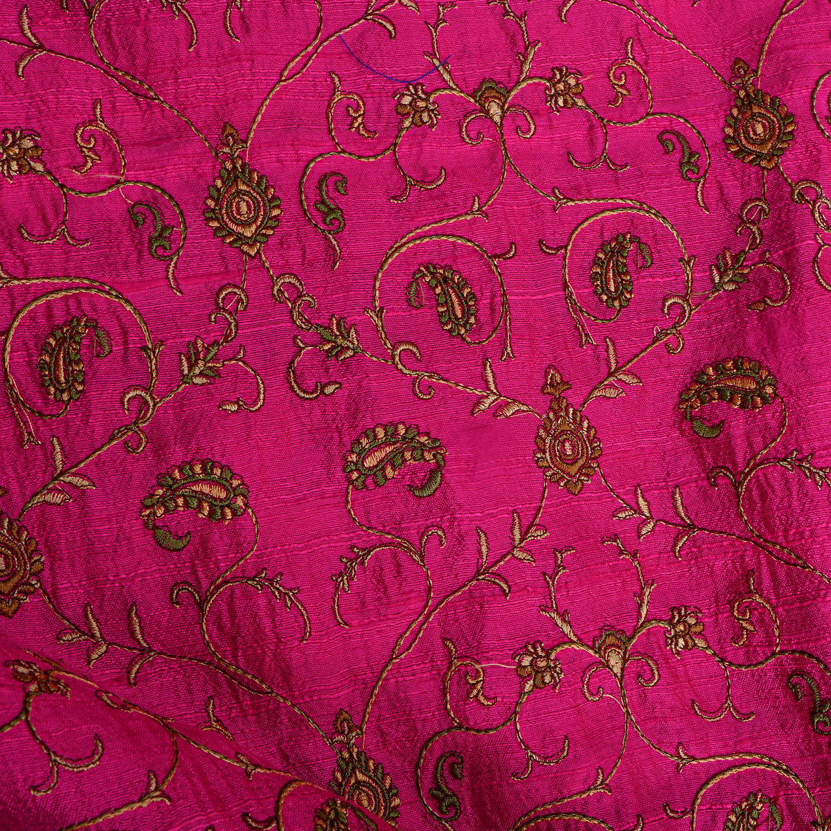 Bright Pink Geometric Jaal Raw Silk Fabric