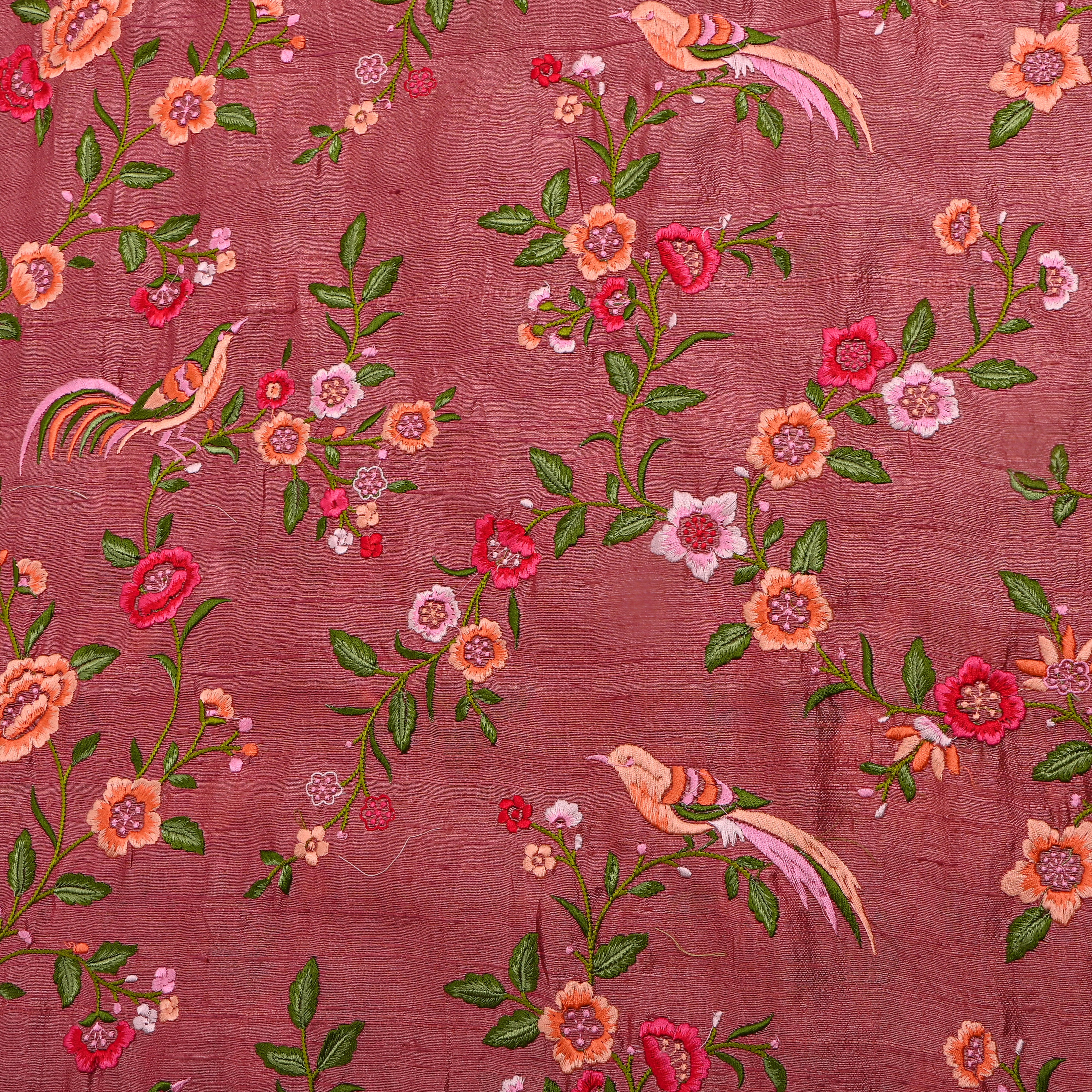 Rouge Pink Meenakari Embroidery Raw Silk
