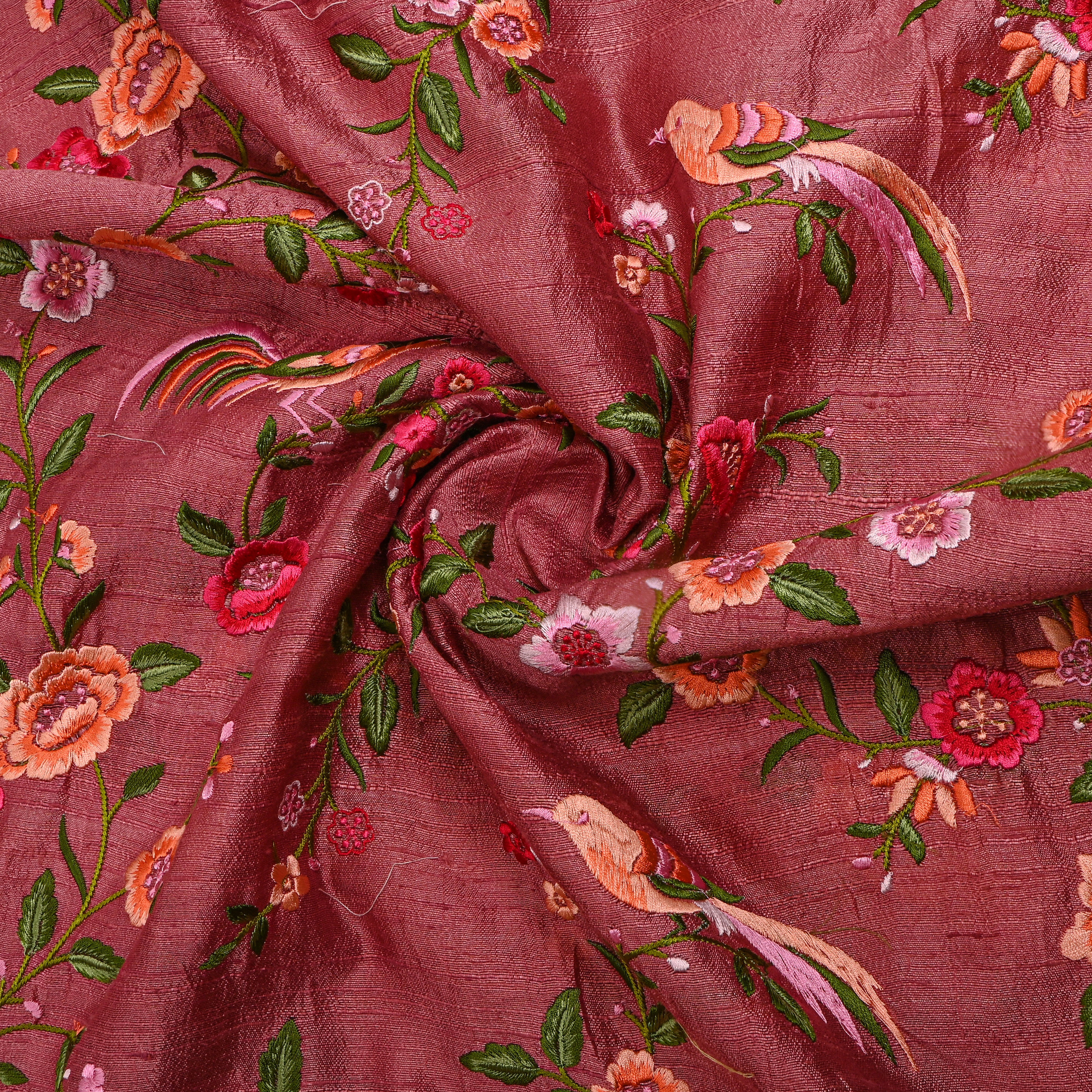 Rouge Pink Meenakari Embroidery Raw Silk