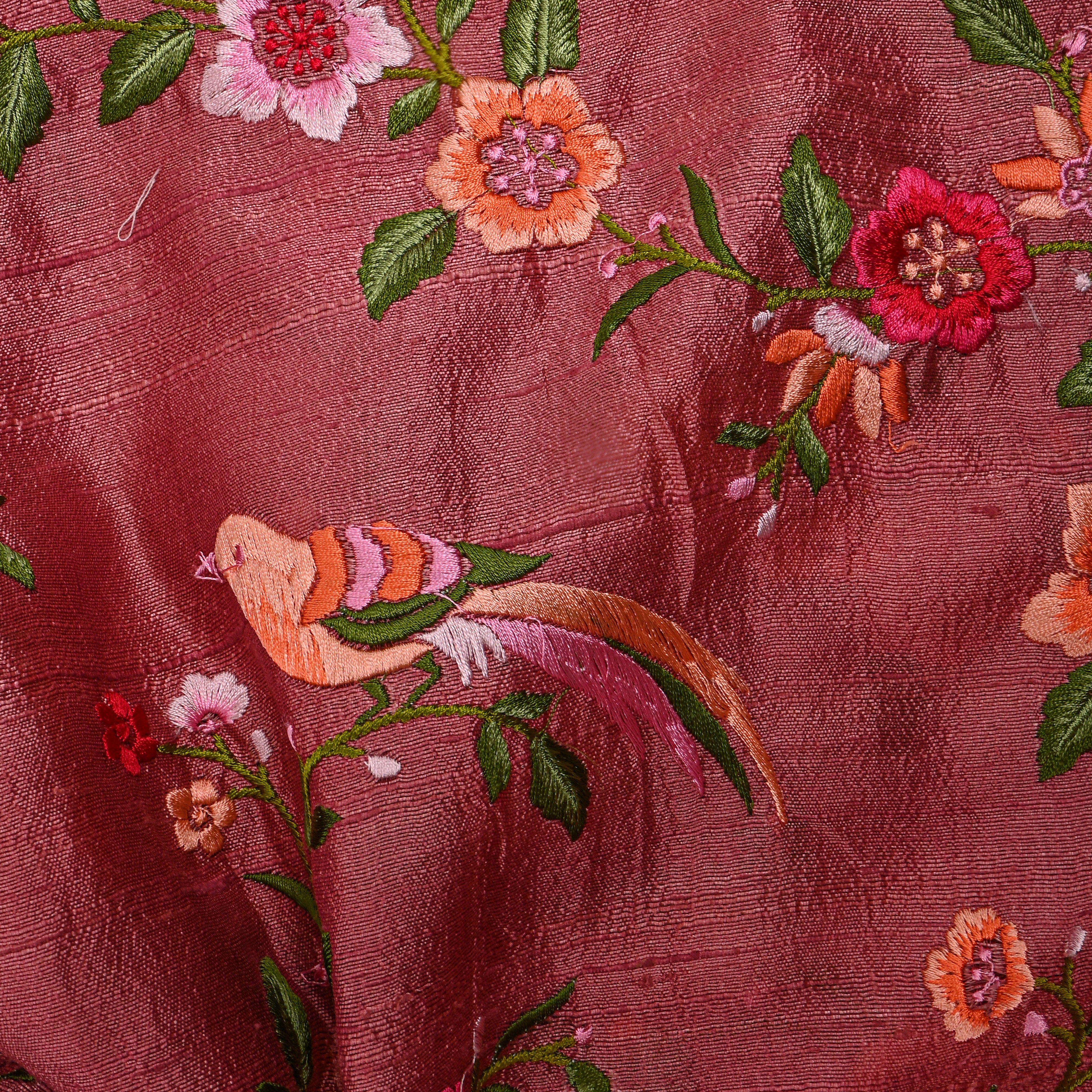 Rouge Pink Meenakari Embroidery Raw Silk