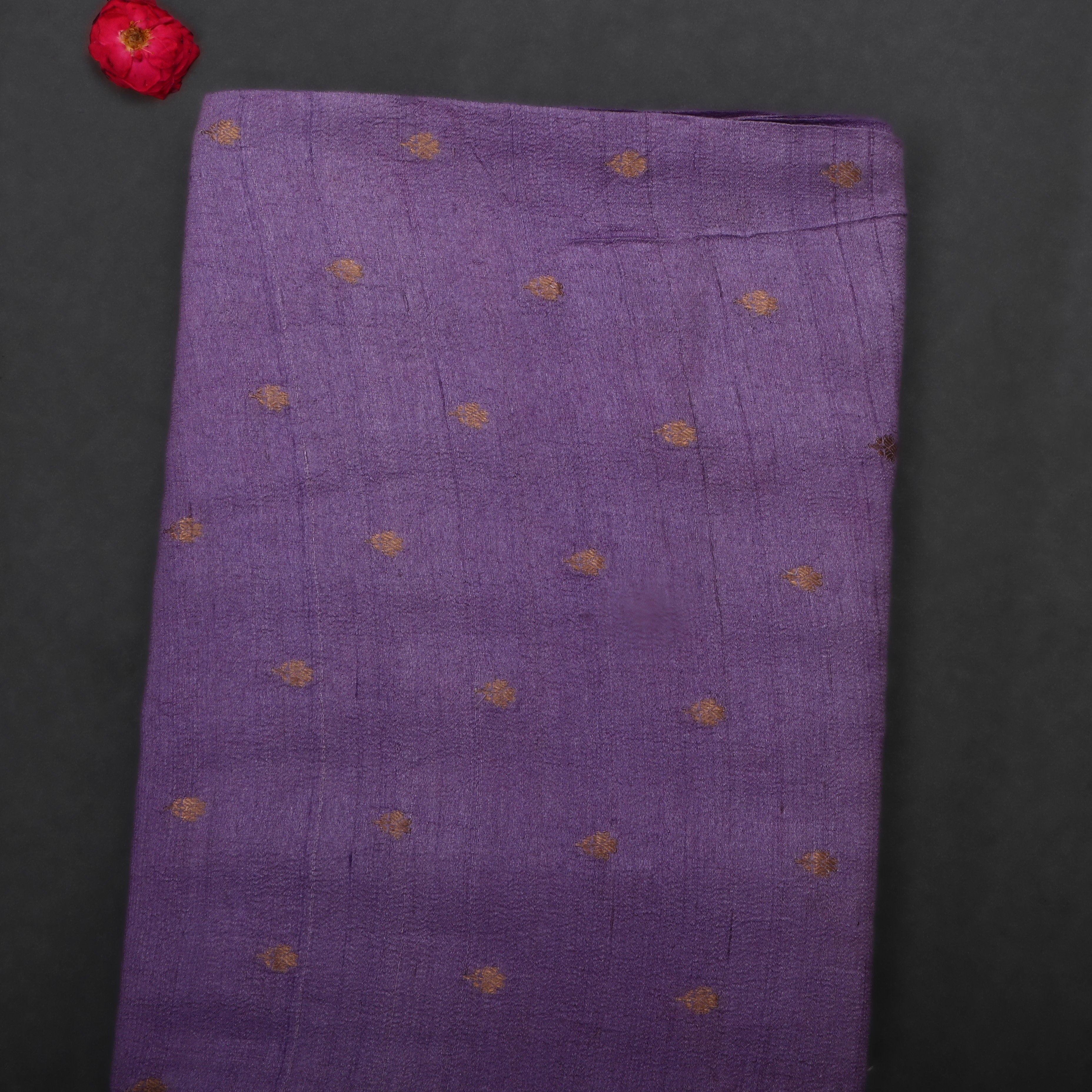 Dusty Purple Jamawar Tussar Fabric With Butti'S