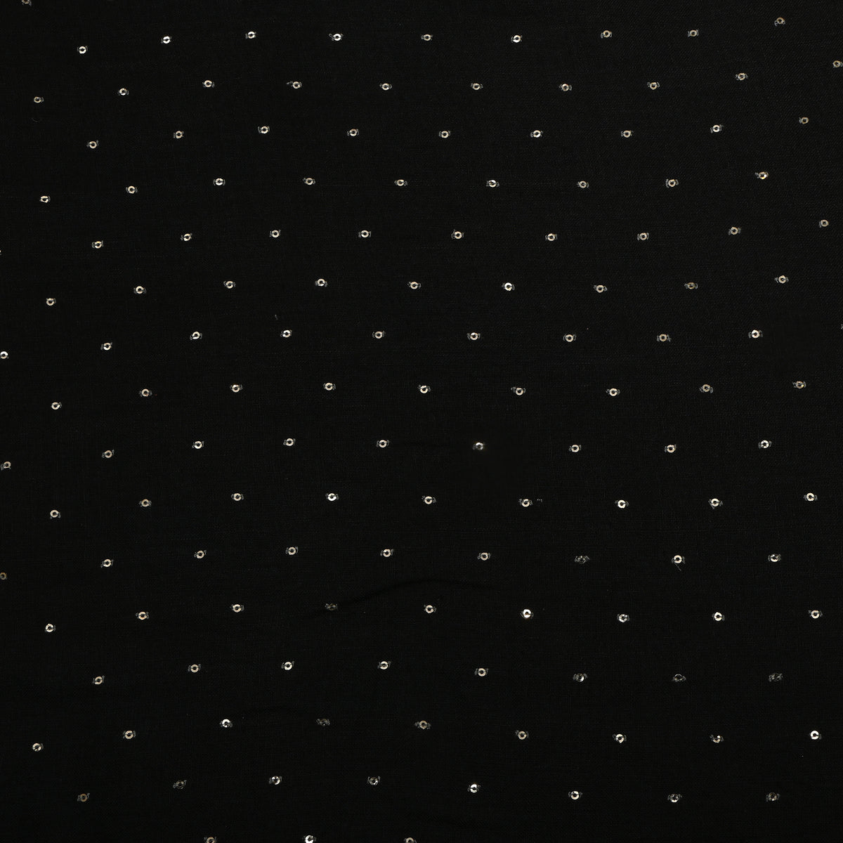 Midnight Black Sequin Embroidery Linen Fabric