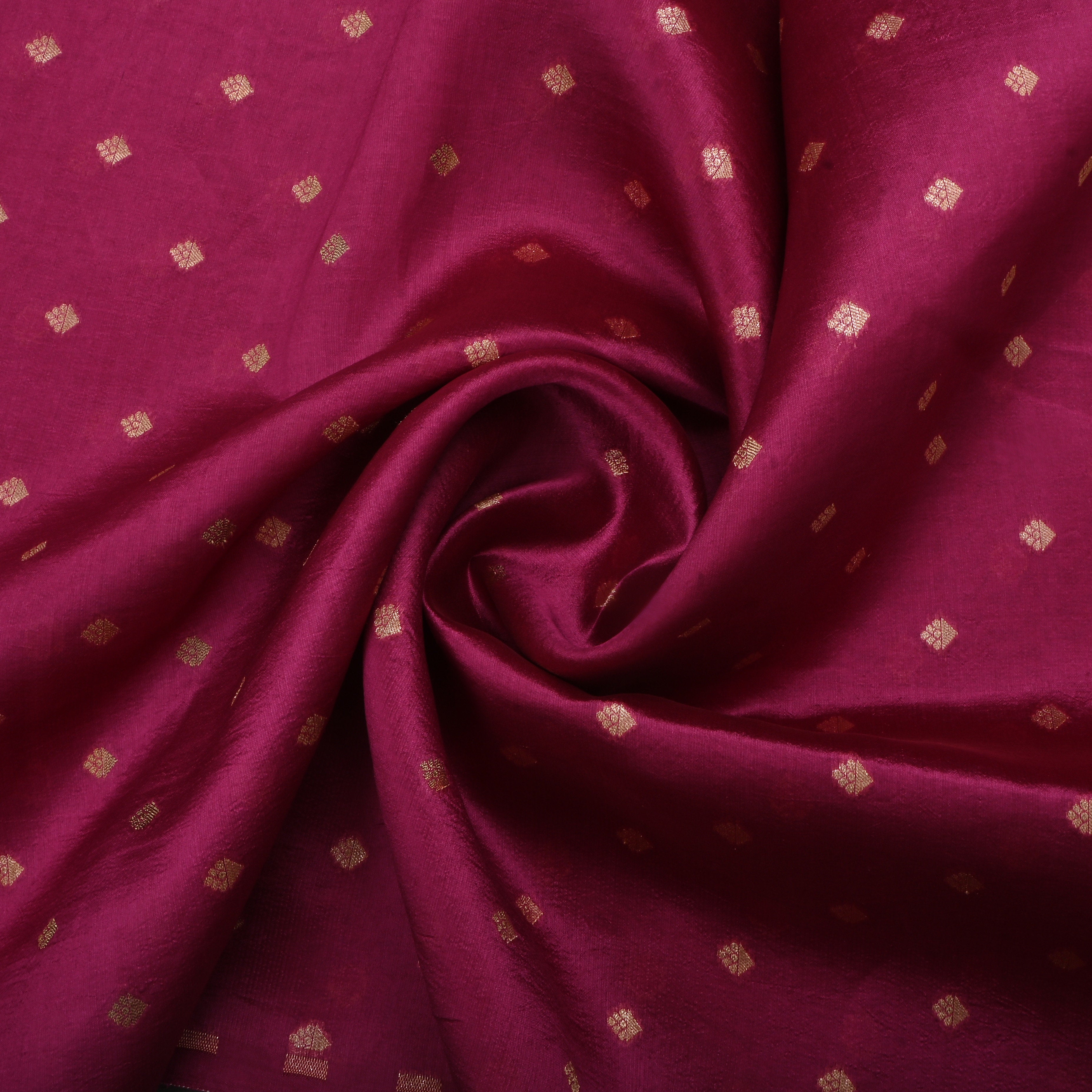 Pansy Purple Jamawar Silk Fabric With Butti'S