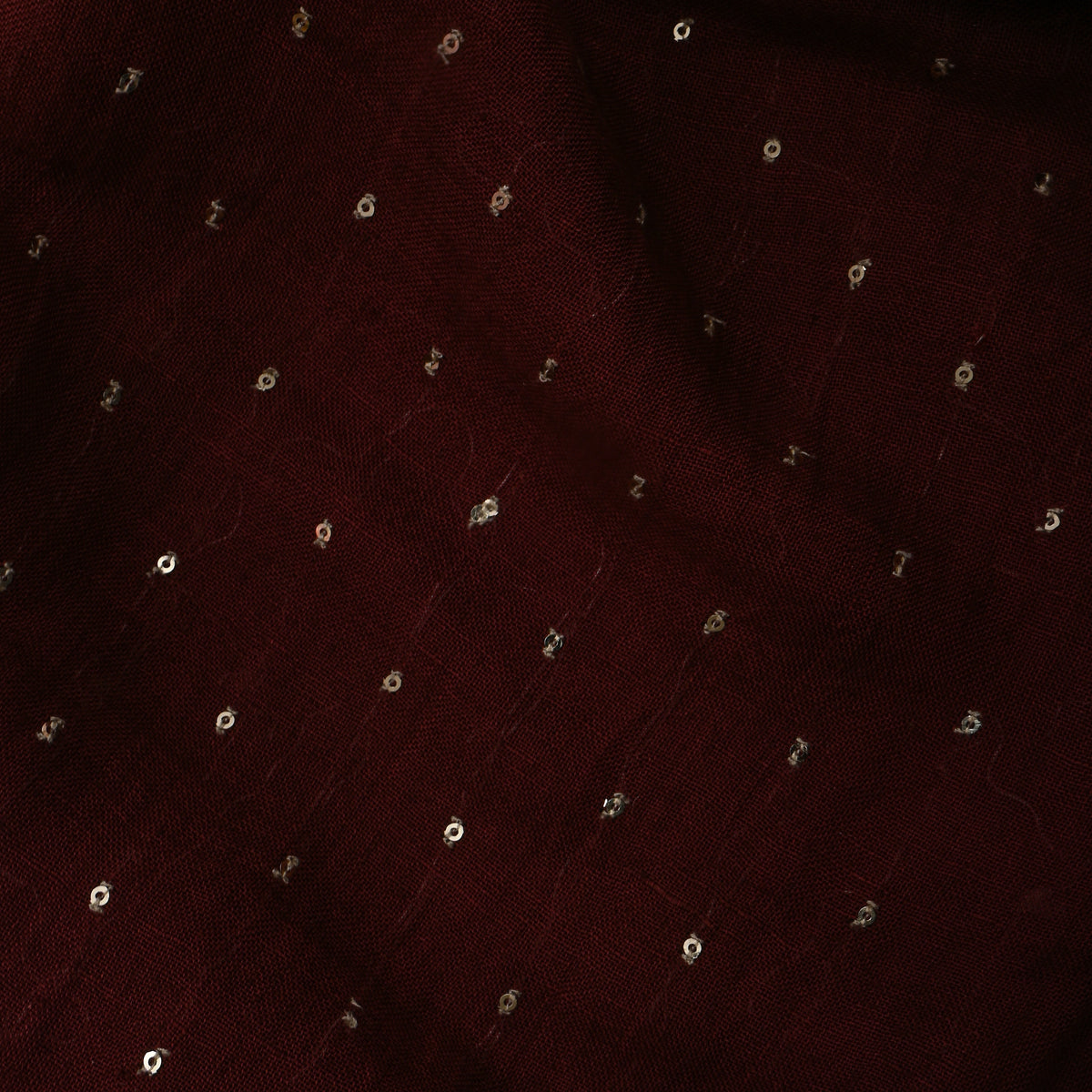 Dark Maroon Sequin Embroidery Linen Fabric