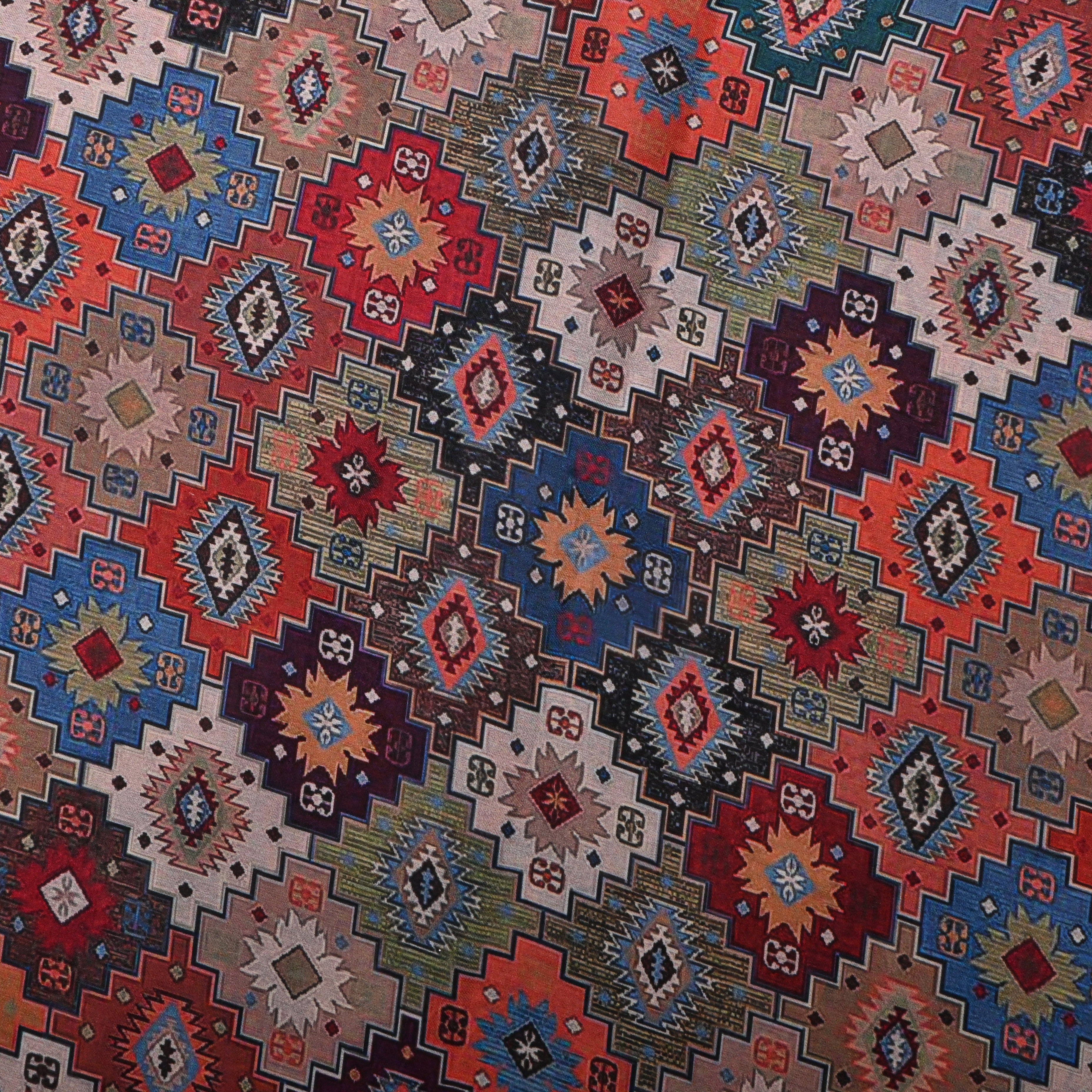 Multi- Color Silk Fabric With Abstract Design