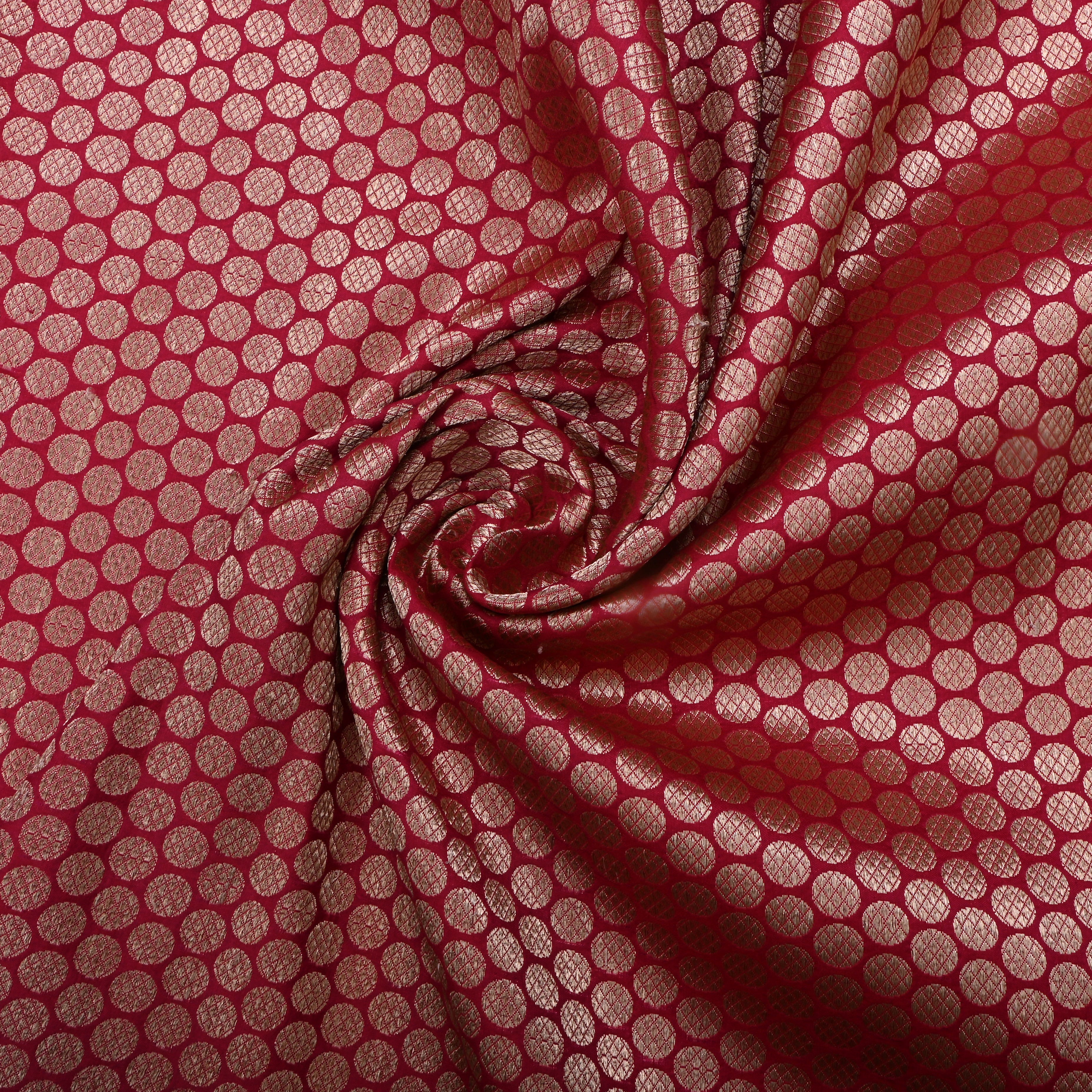 Dark Pink Jamawar Silk Fabric With Woven Pattern