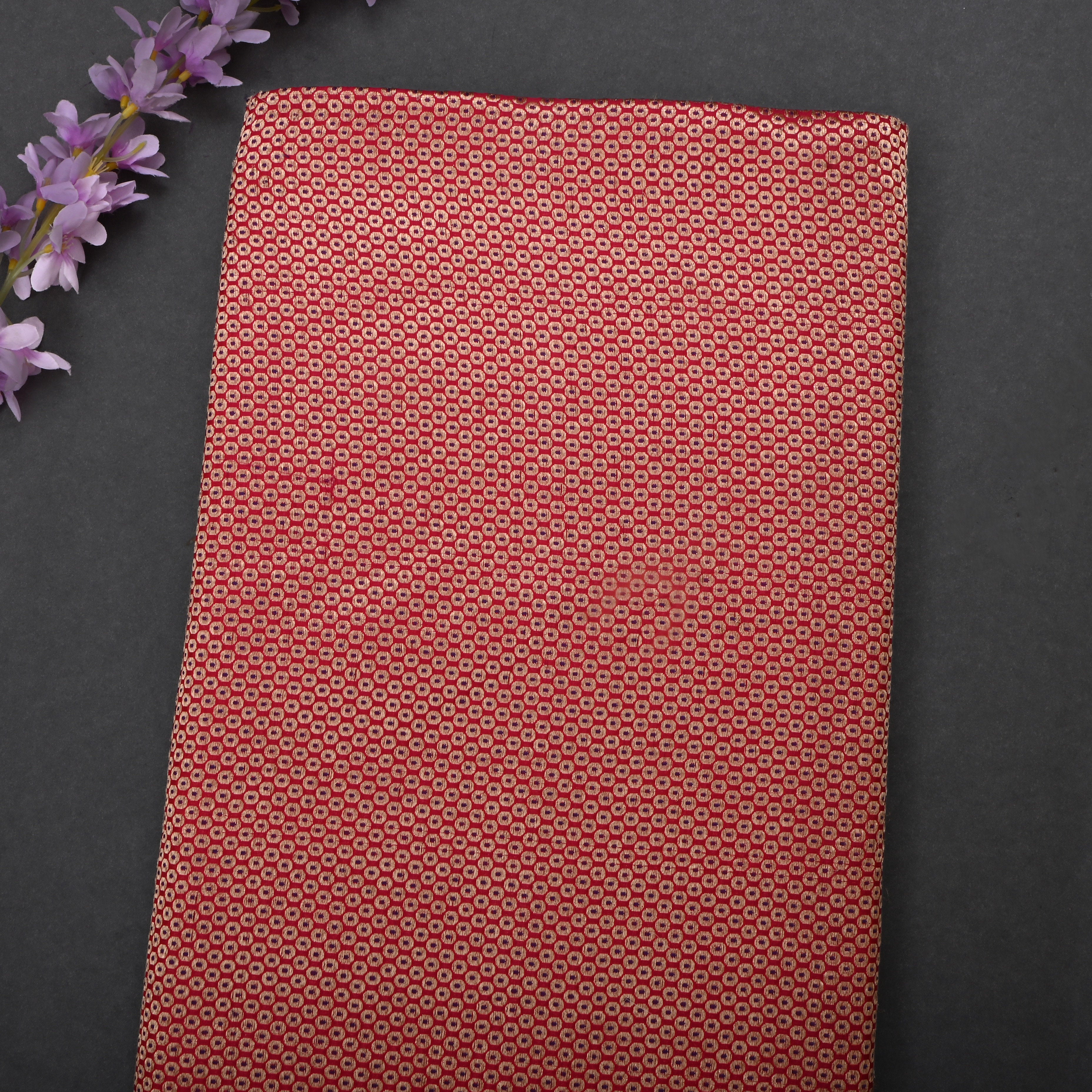 Hot Pink Jamawar Silk Fabric With Brocade Design