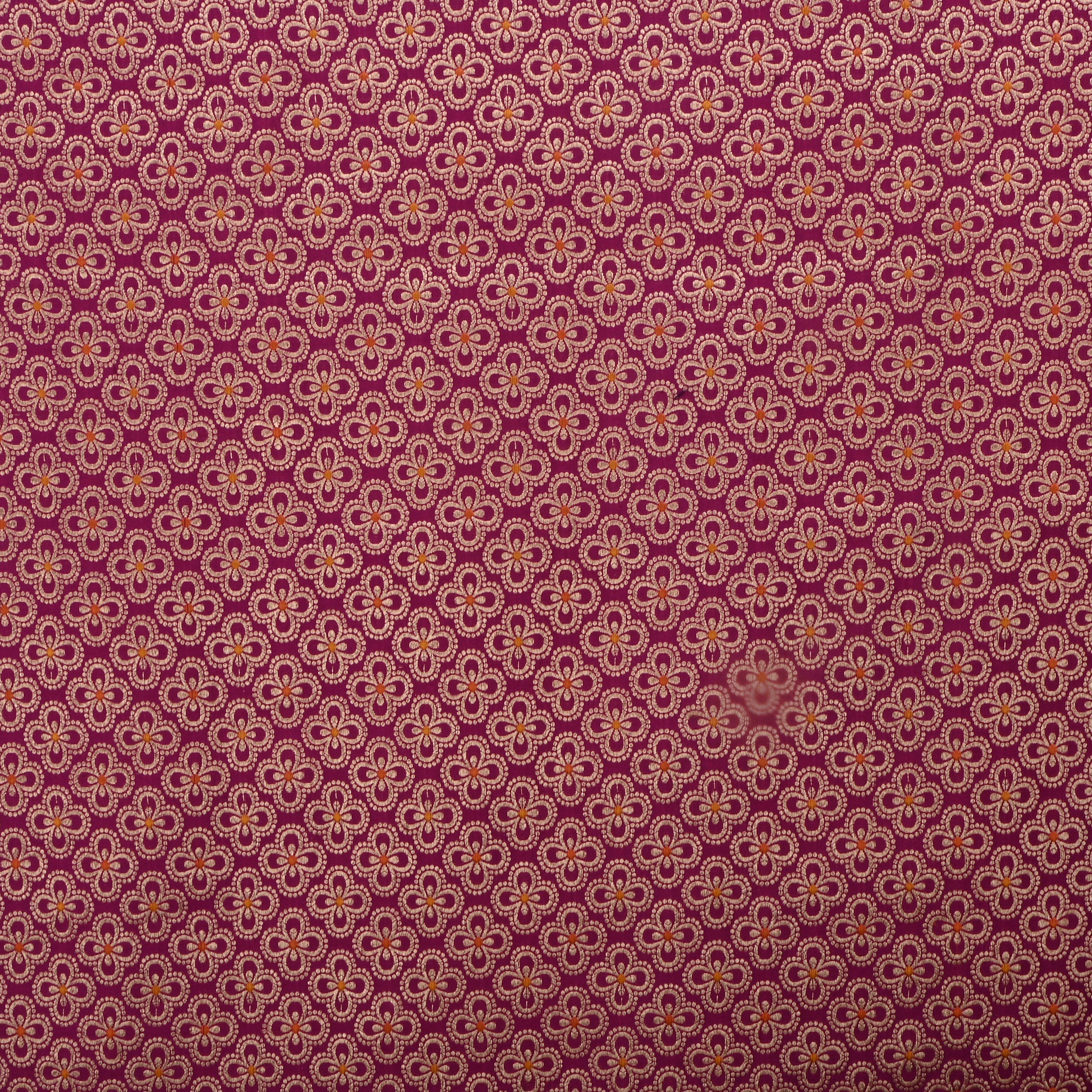 Rose Bud Cherry Red Jamawar Silk Fabric With Floral Motifs