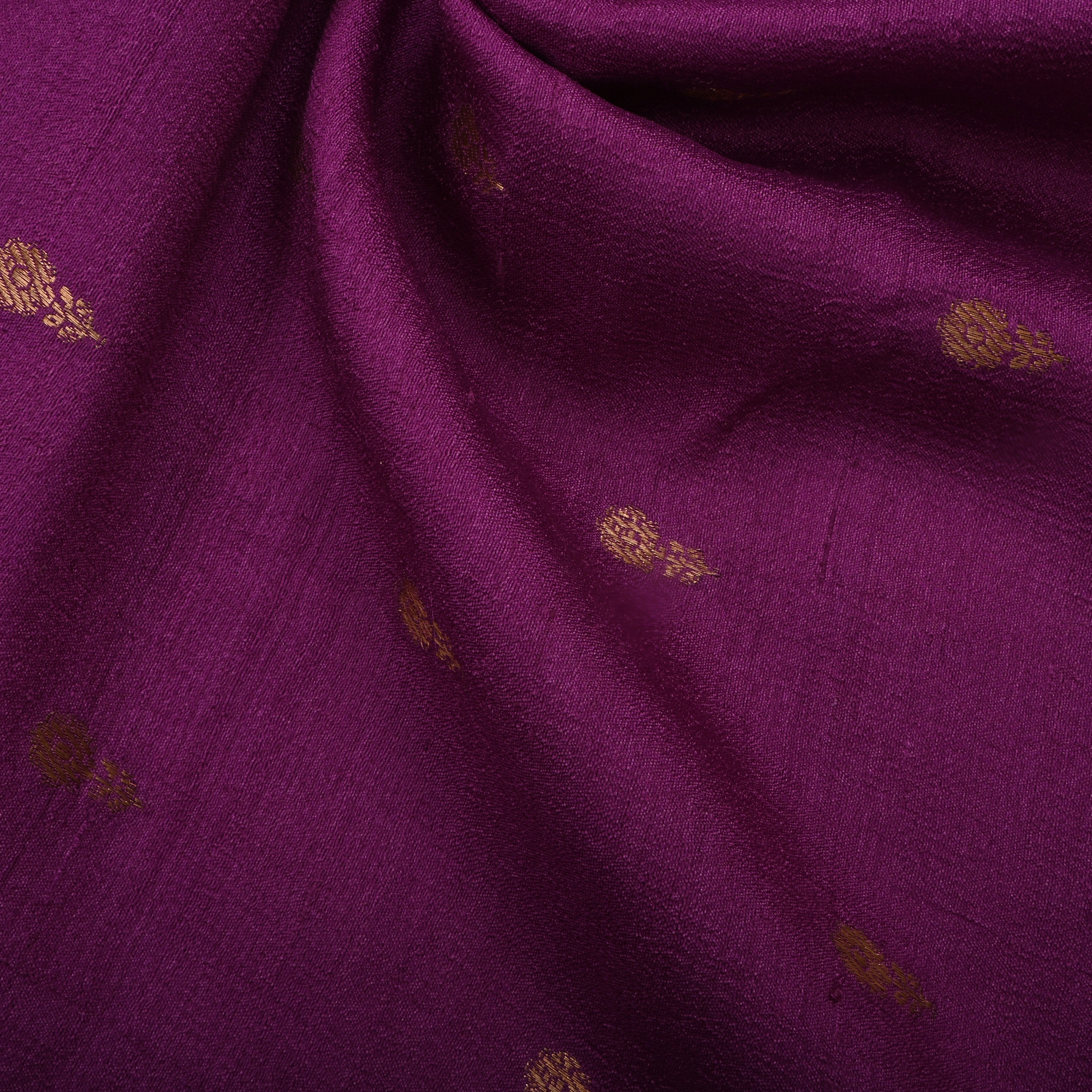 Boysenberry Purple Jamawar Tussar Fabric With Butti'S