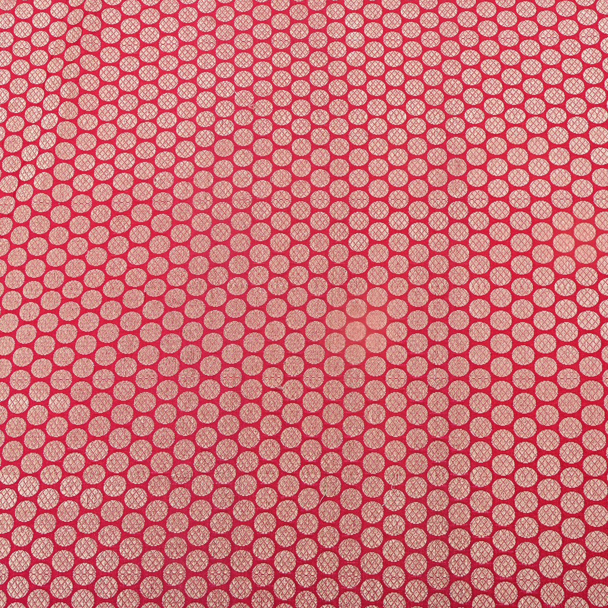 Crimson Red Gold Zari Butti Motif Jamawar Silk Fabric