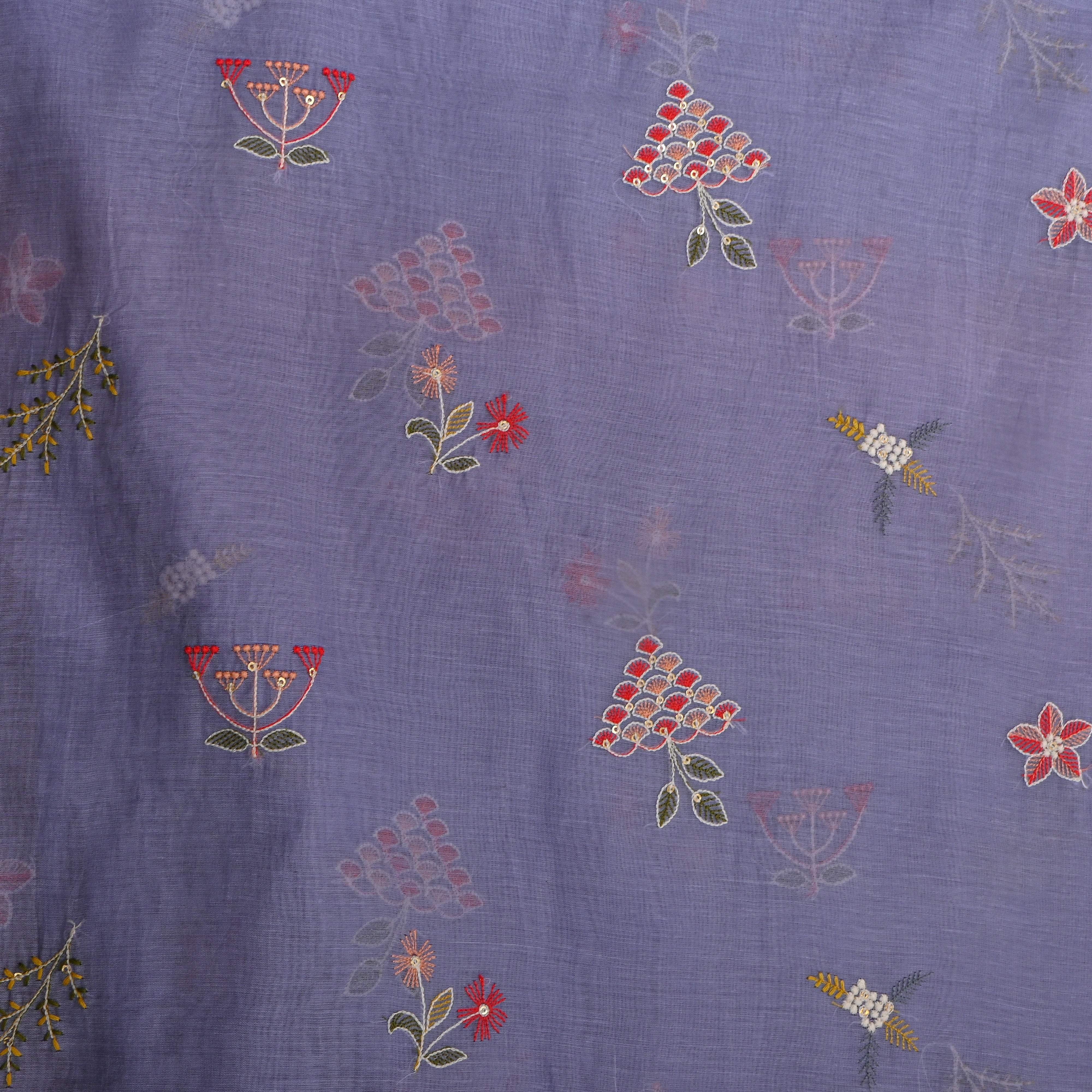 Purple Bright Butti Embroidered Chanderi