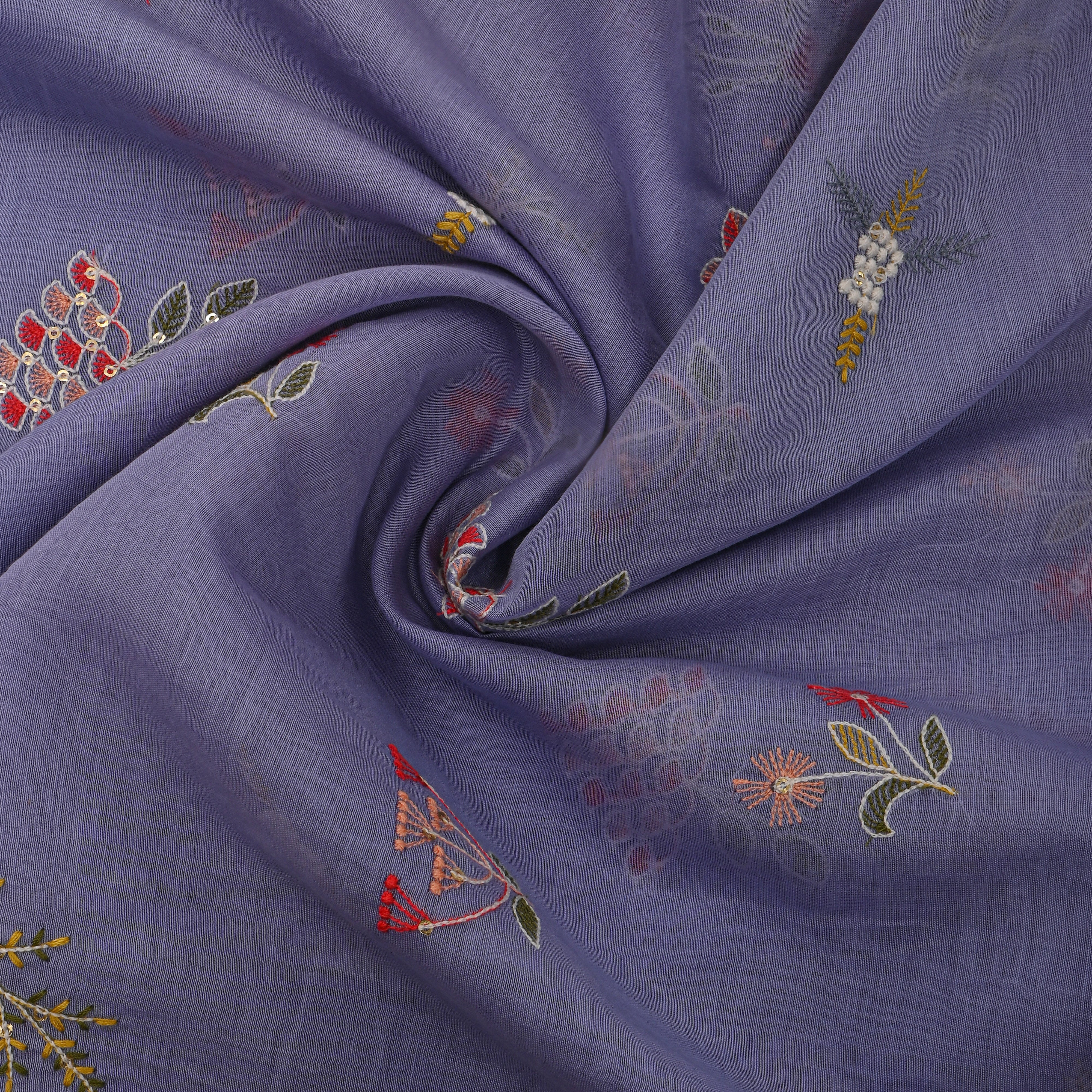 Purple Bright Butti Embroidered Chanderi