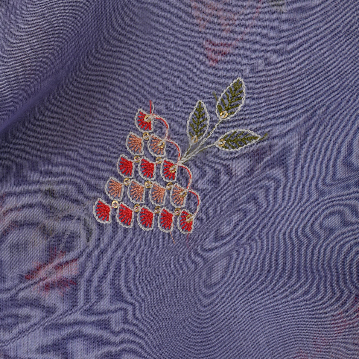 Purple Bright Butti Embroidered Chanderi