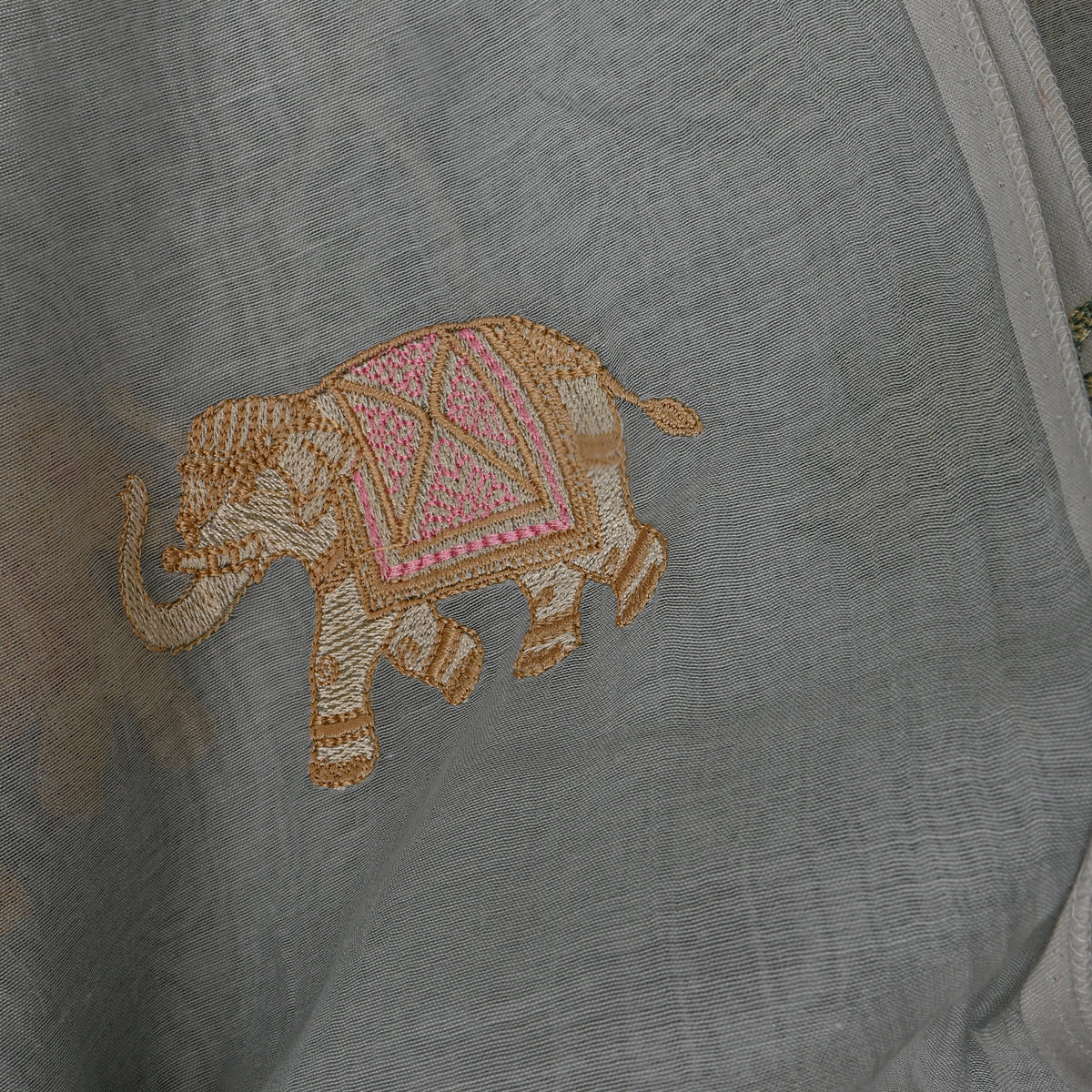 Gray Thread Work Butti Chanderi Fabric