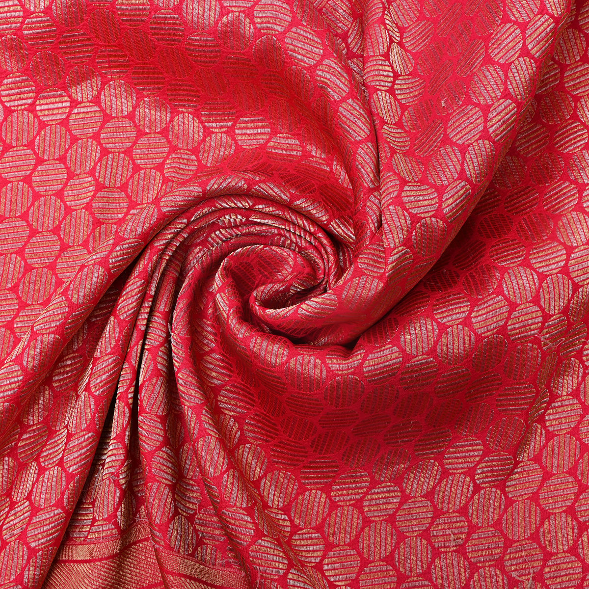 Red Banarasi Silk Zari Butti Fabric