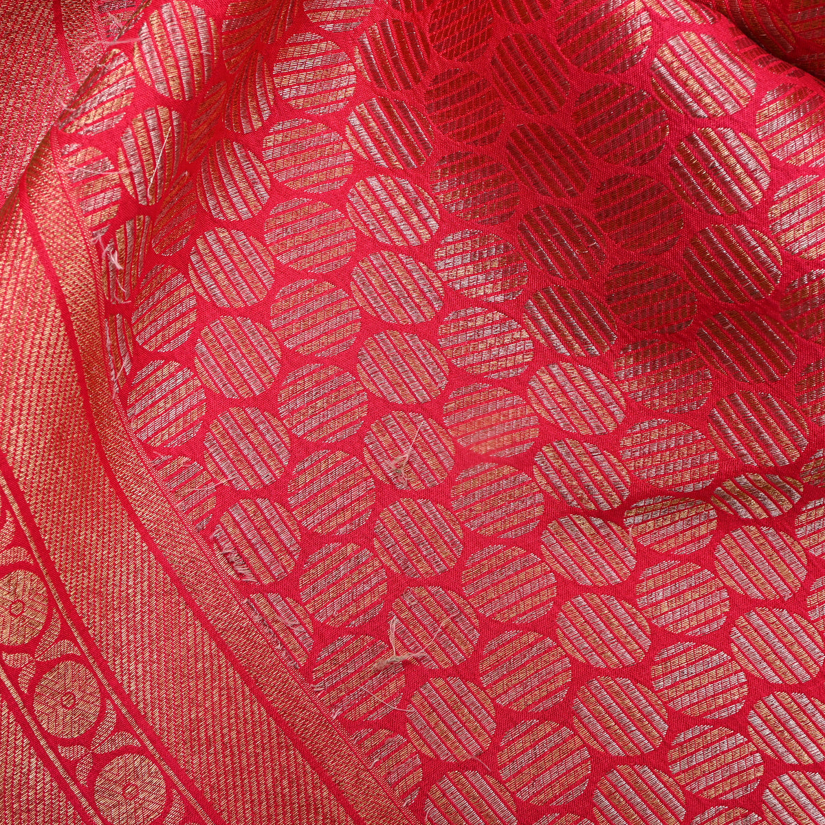 Red Banarasi Silk Zari Butti Fabric