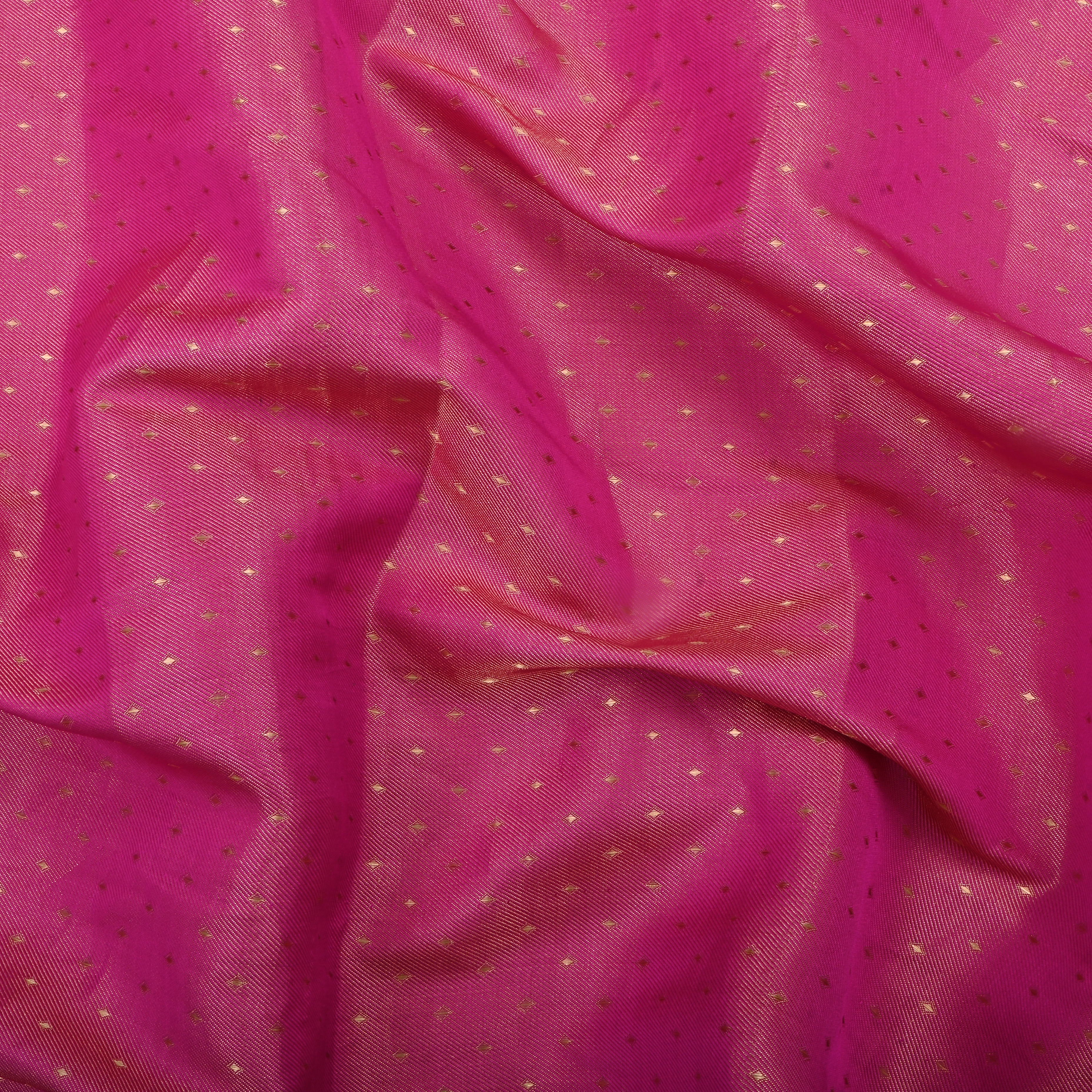 Raspberry Rose Pink Jamawar Tissue Fabric With Dotted Pattern