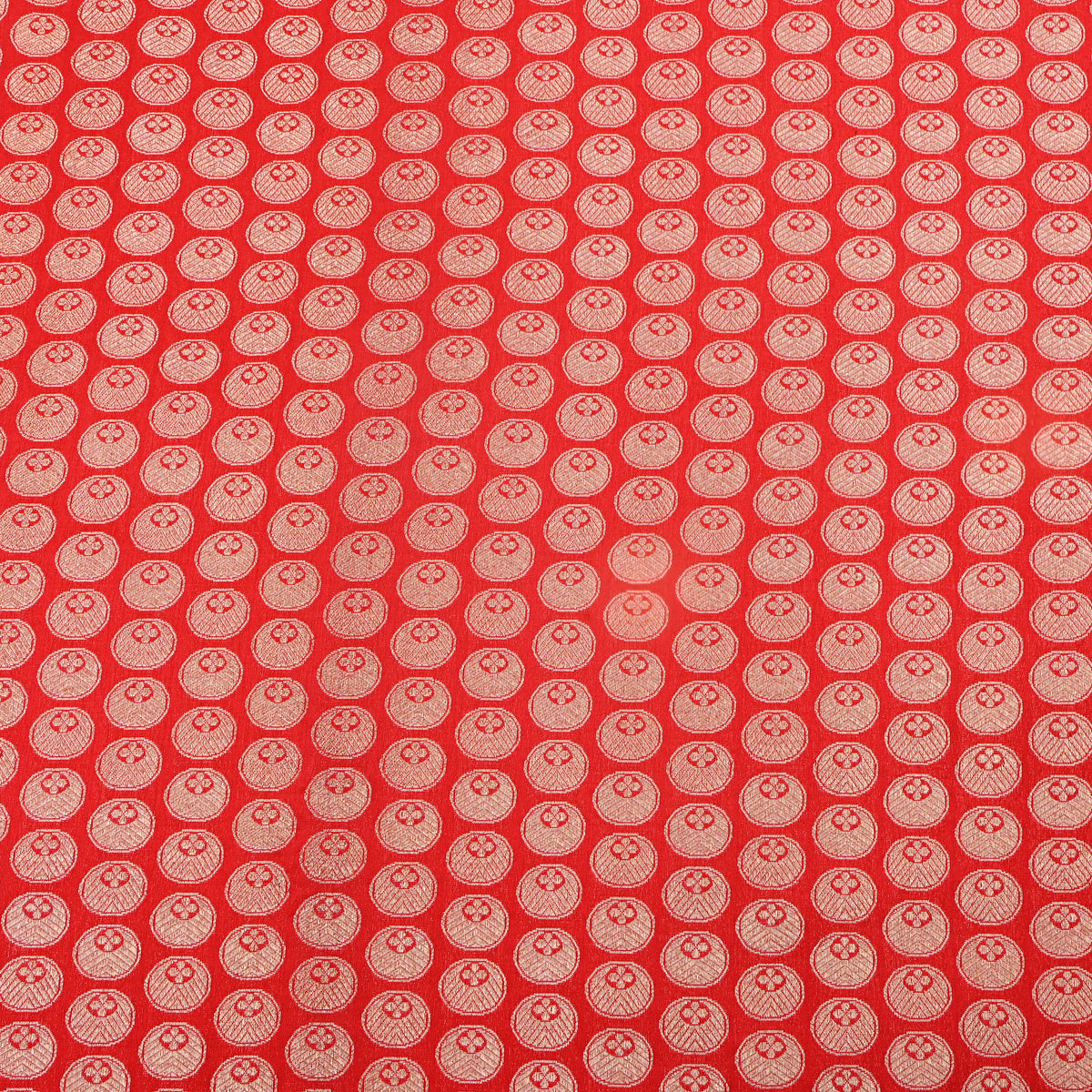 Red Gold Zari Butti Motif Jamawar Silk Fabric