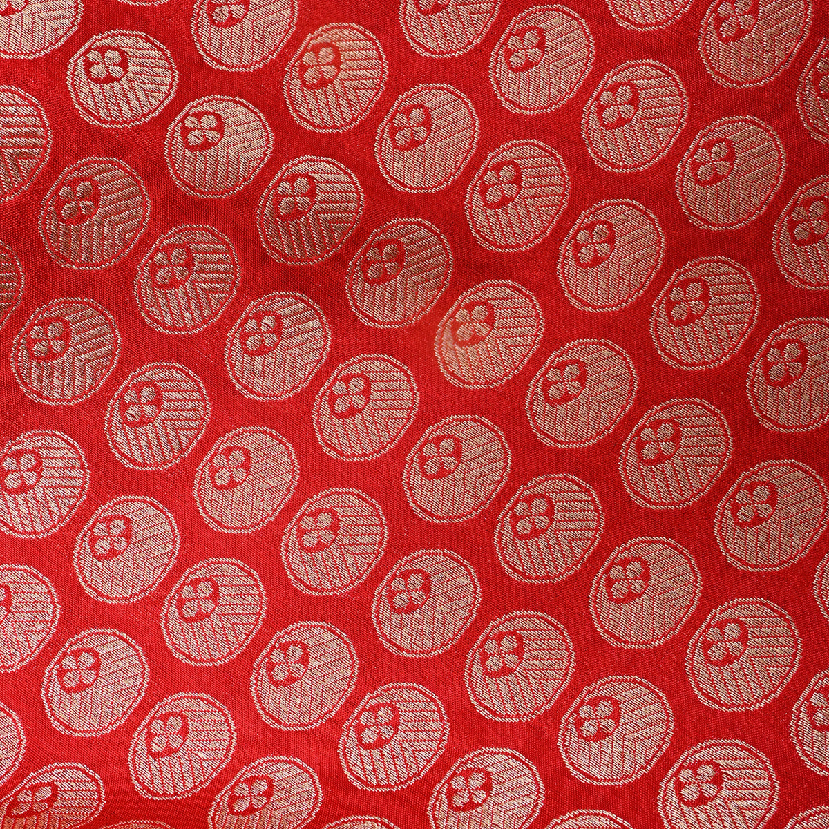 Red Gold Zari Butti Motif Jamawar Silk Fabric