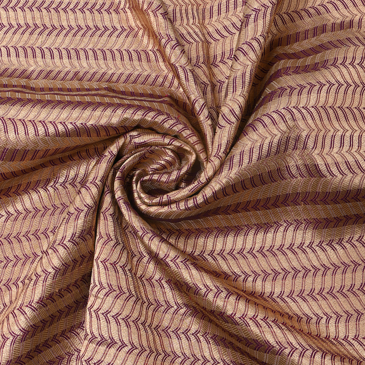 Beige Gold Geometric Zari Weave Jamawar Silk Fabric