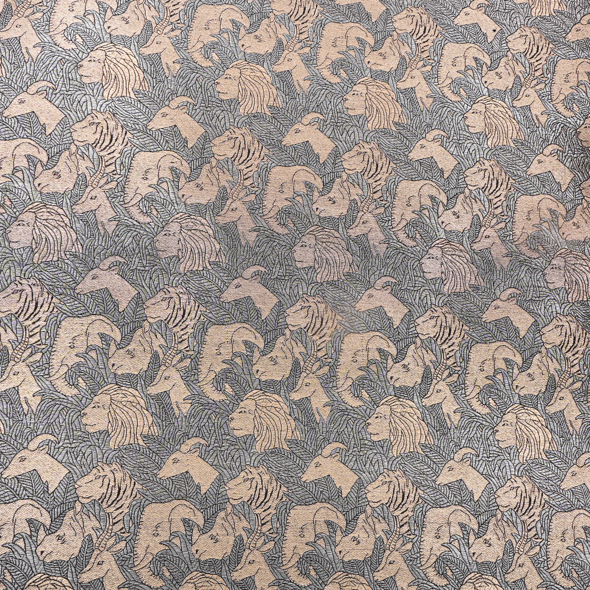 Black Gold Metallic Zari Jangal Woven Jamawar Silk Fabric