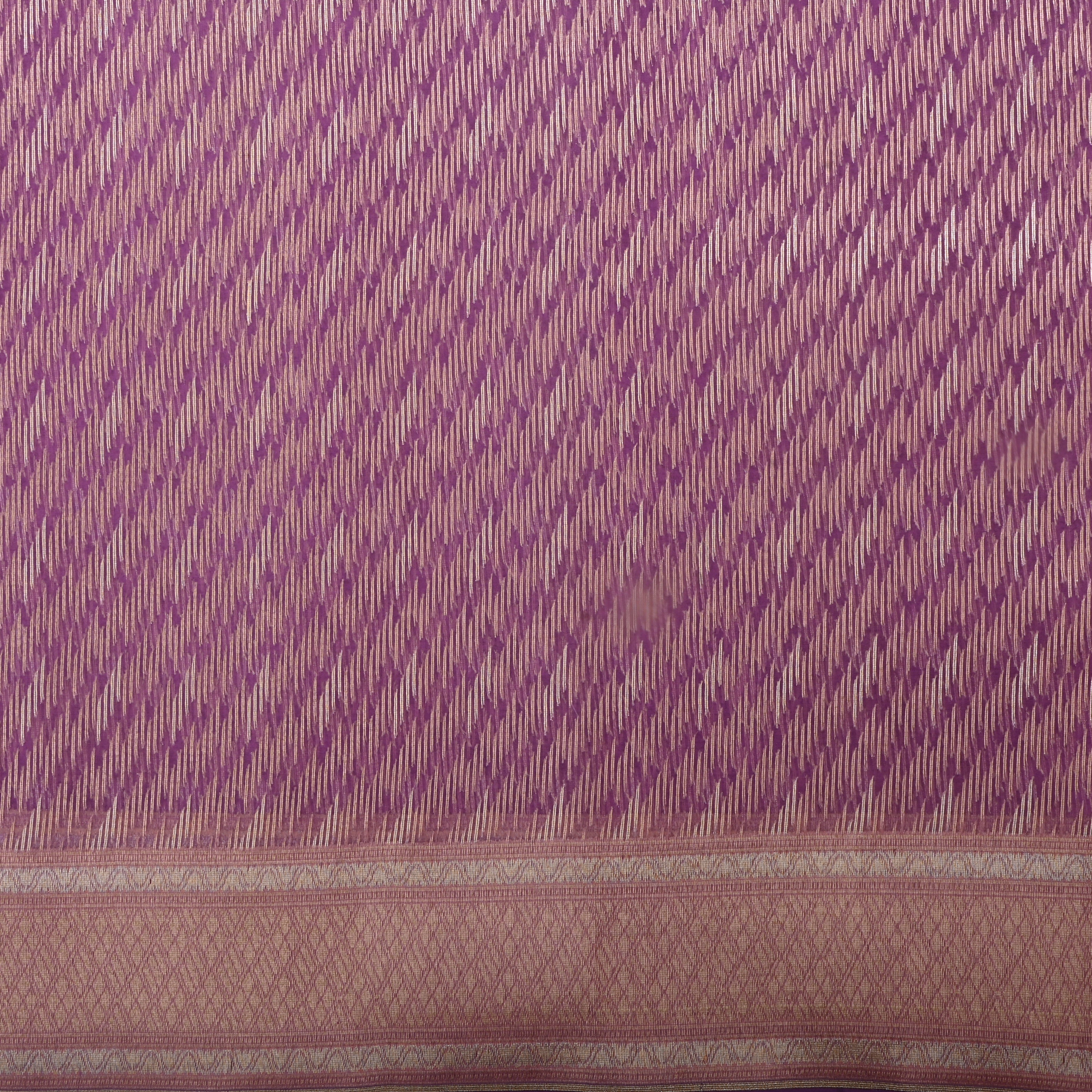 Purple Jamawar Organza Fabric With Contrast Border