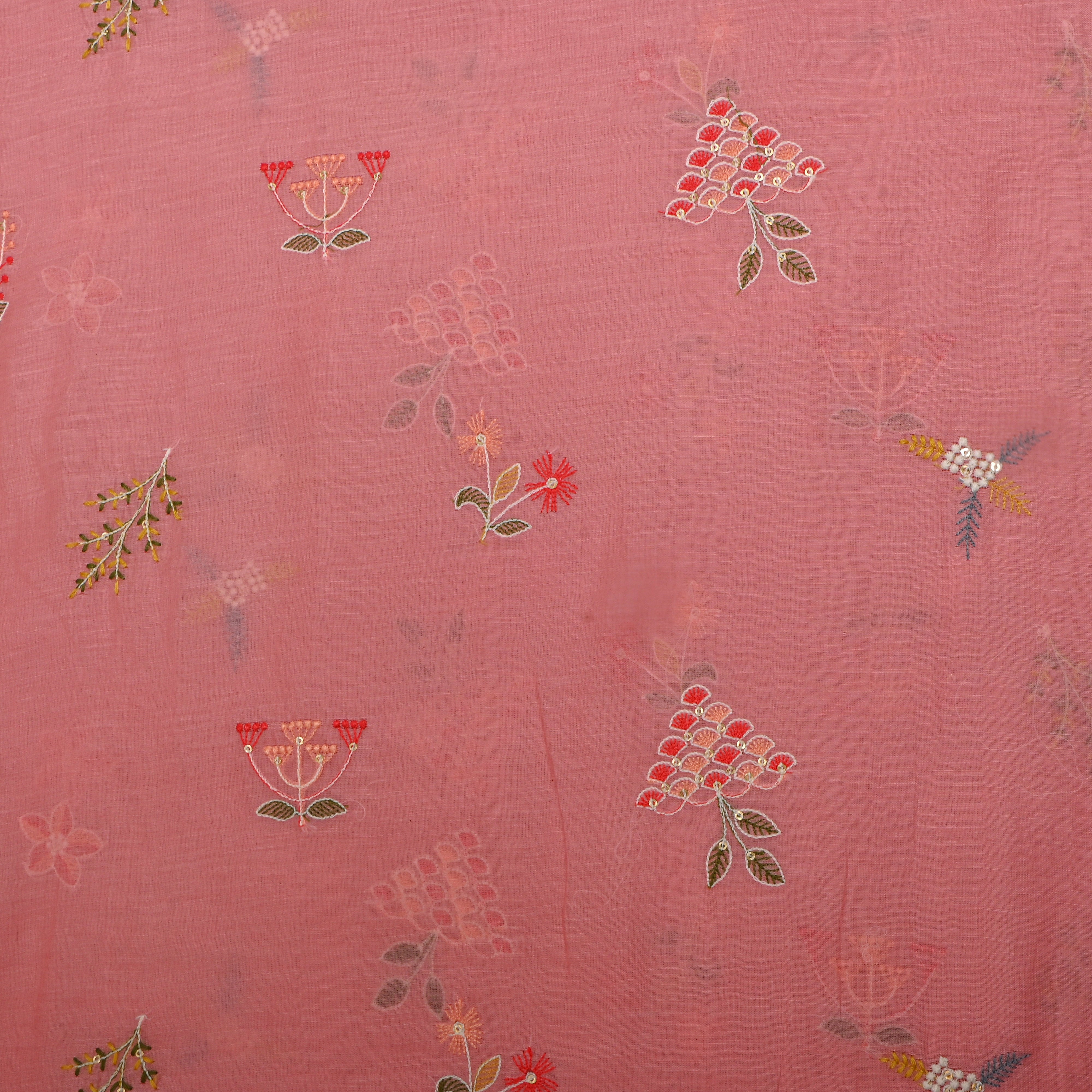 Peach Pastel Butti Embroidered Chanderi