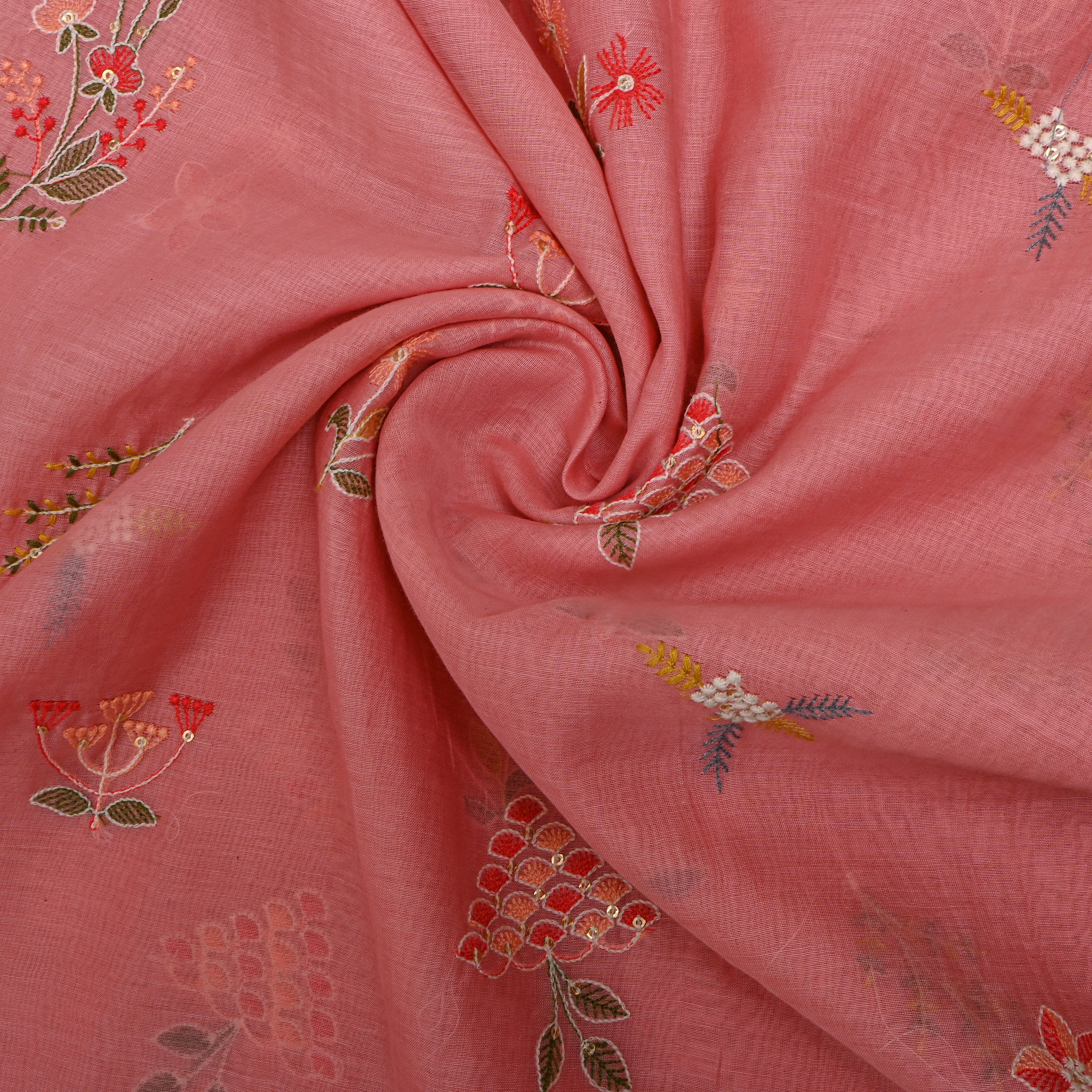 Peach Pastel Butti Embroidered Chanderi