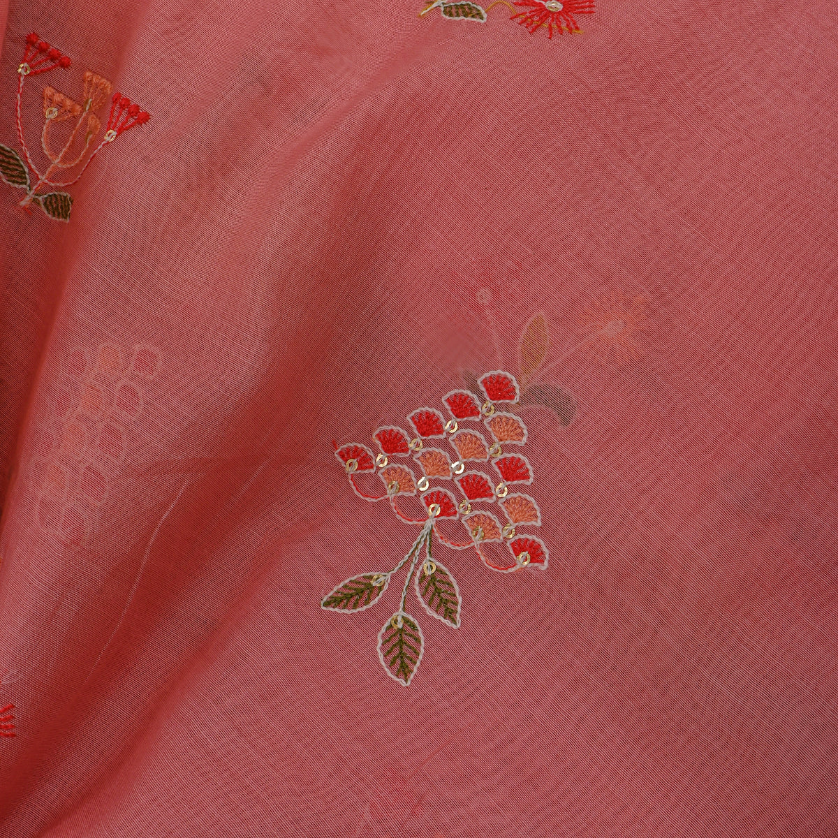 Peach Pastel Butti Embroidered Chanderi