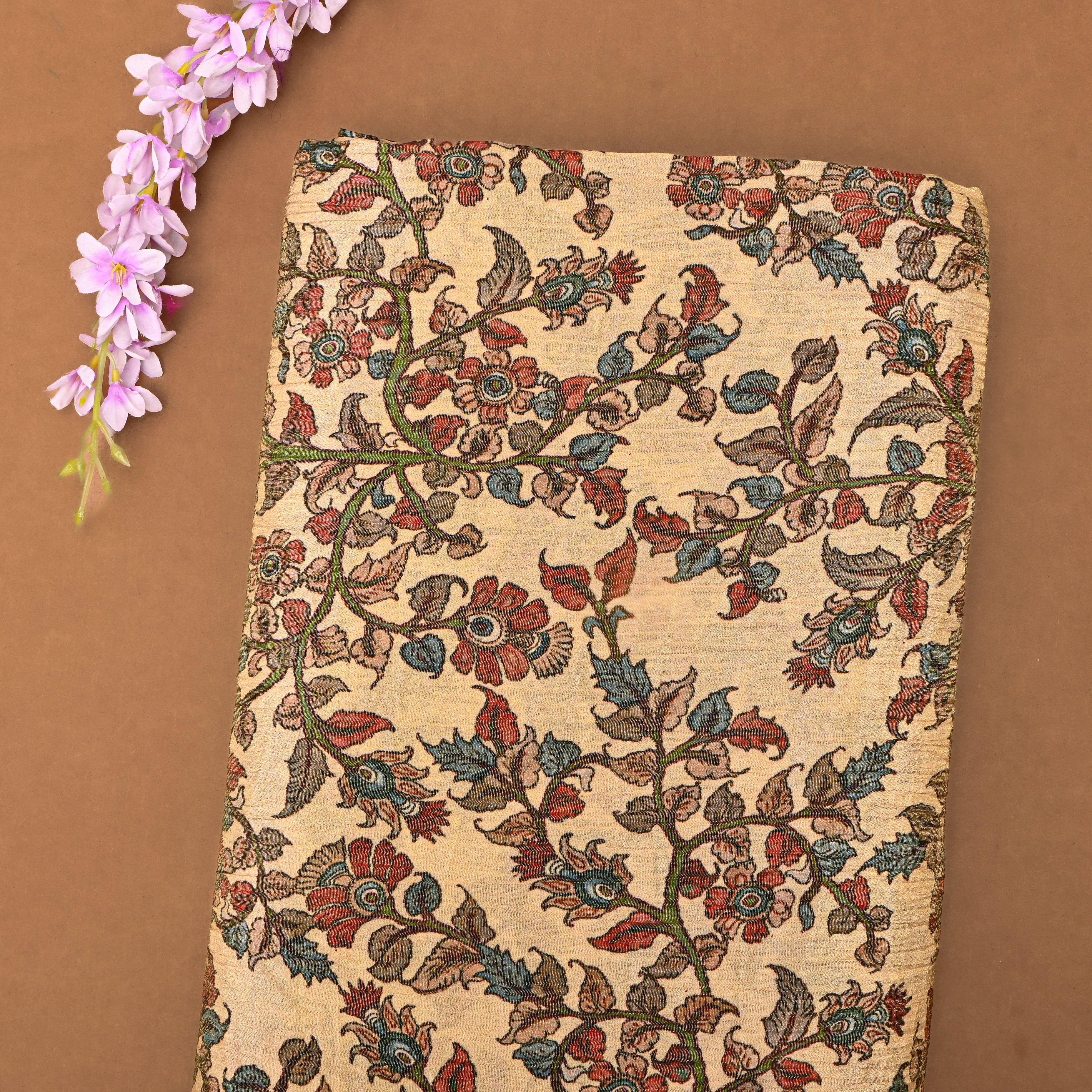 Eggnog Yellow Tissue Fabric With Floral Prints